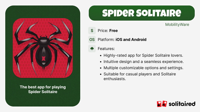 Spider Solitaire from MobilityWare