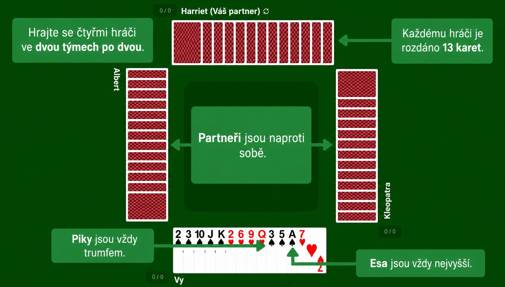 Spades card game setup