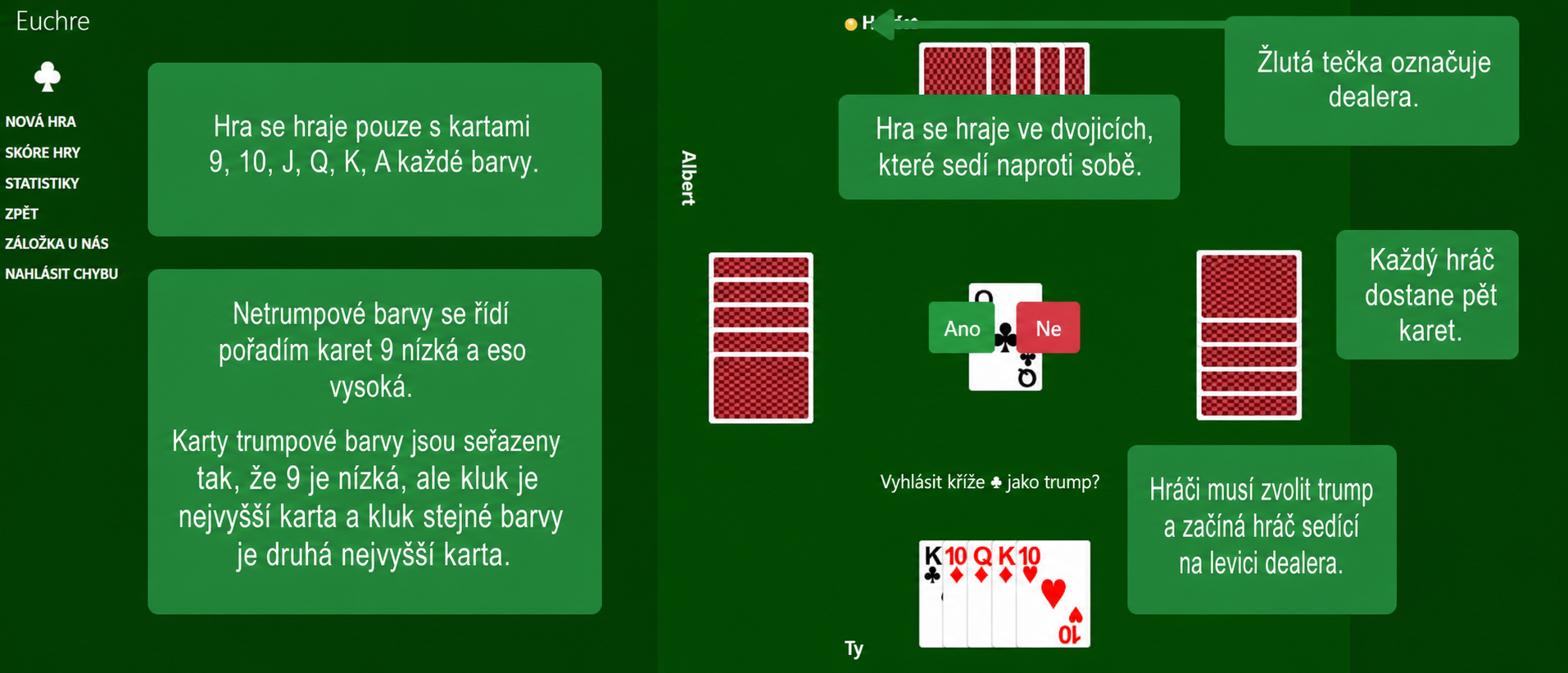 Příprava hry Euchre