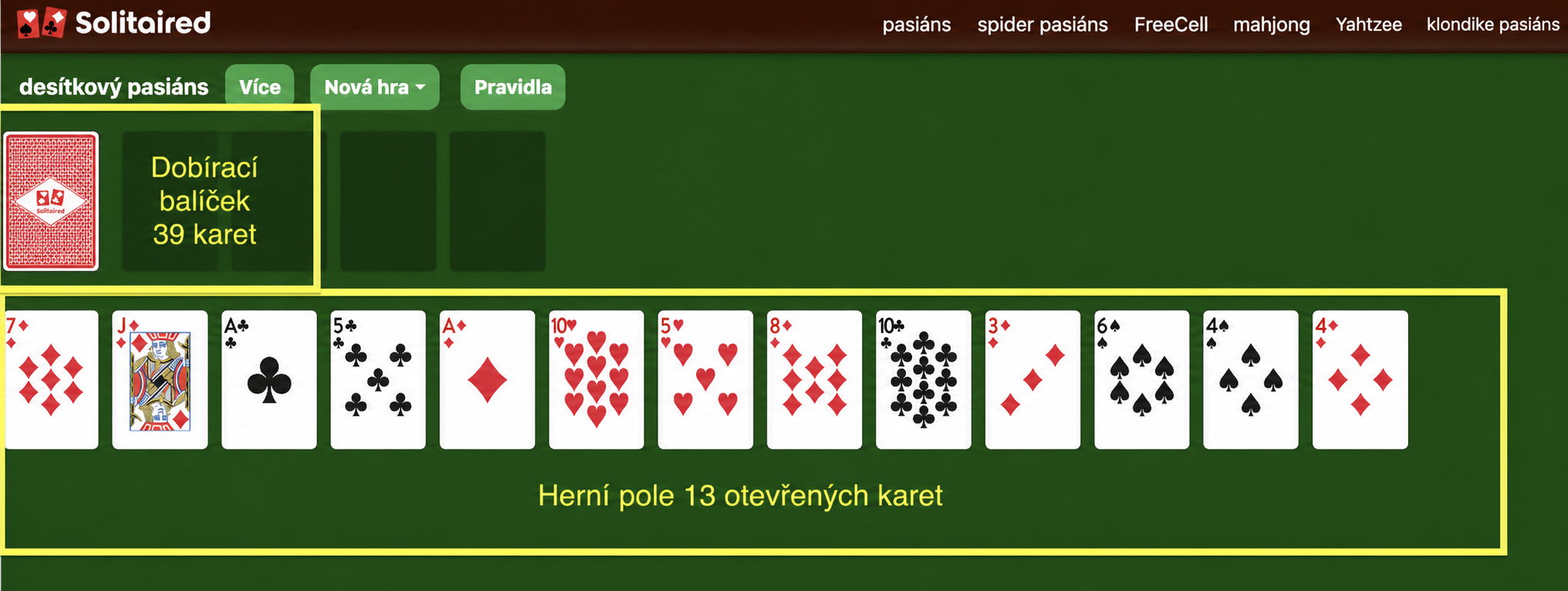 Příprava Tens pasiánsu