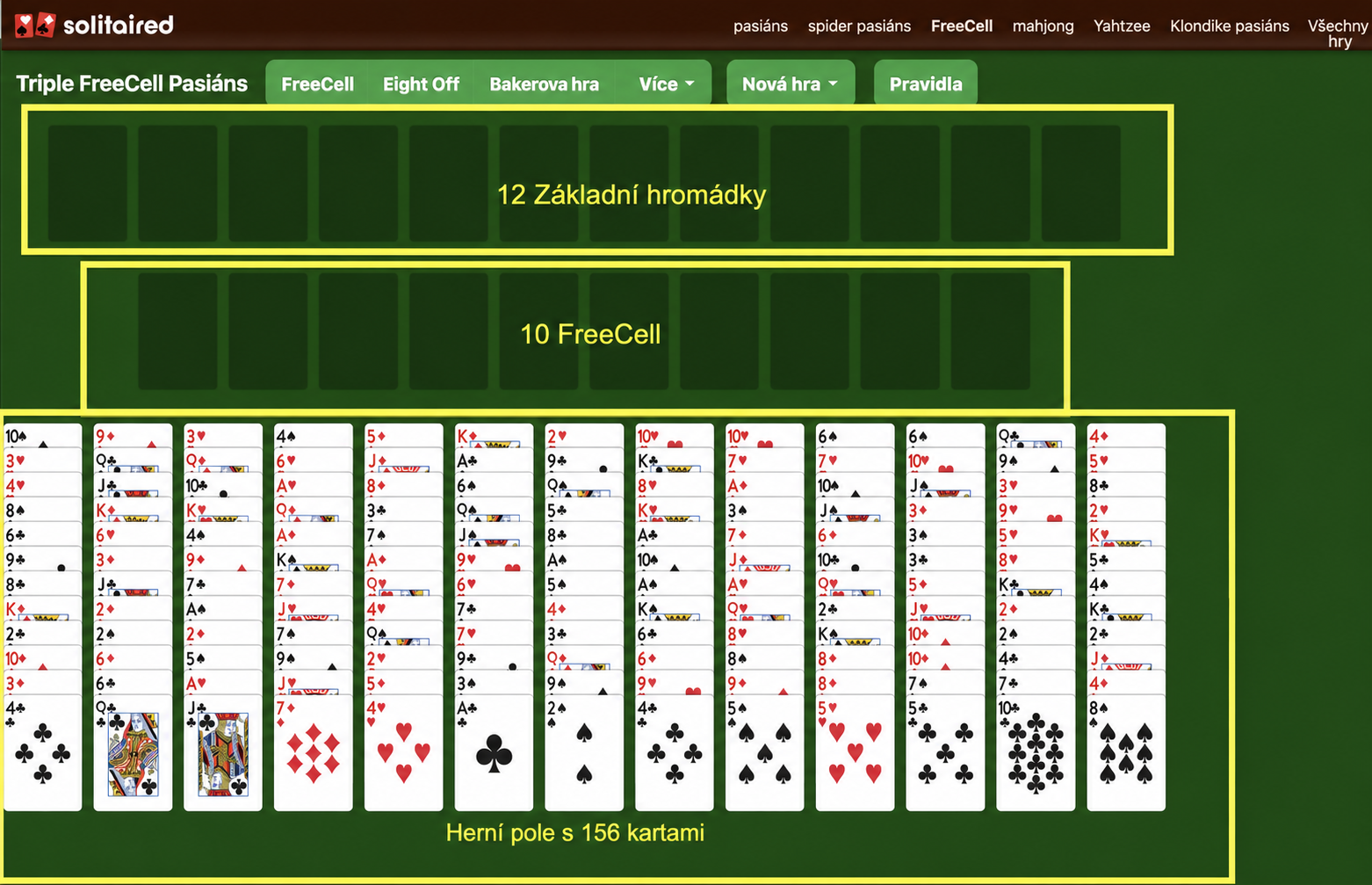 Jak připravit hru Triple FreeCell