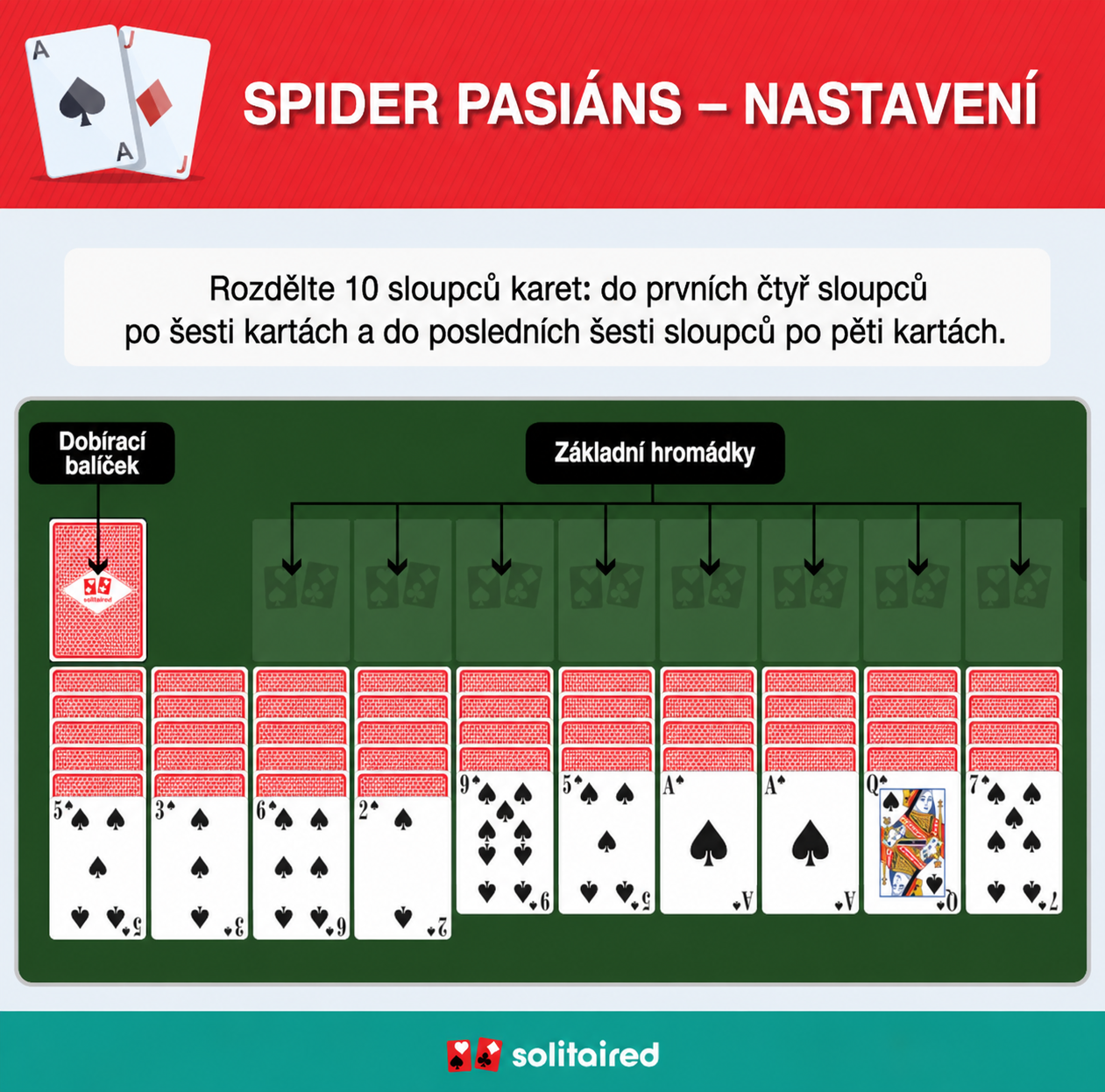 Spider Solitaire setup