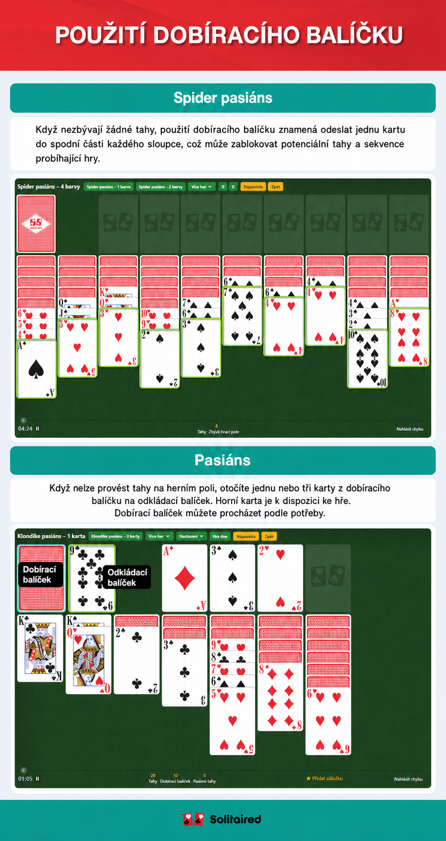 Spider Solitaire and Solitaire stockpile use