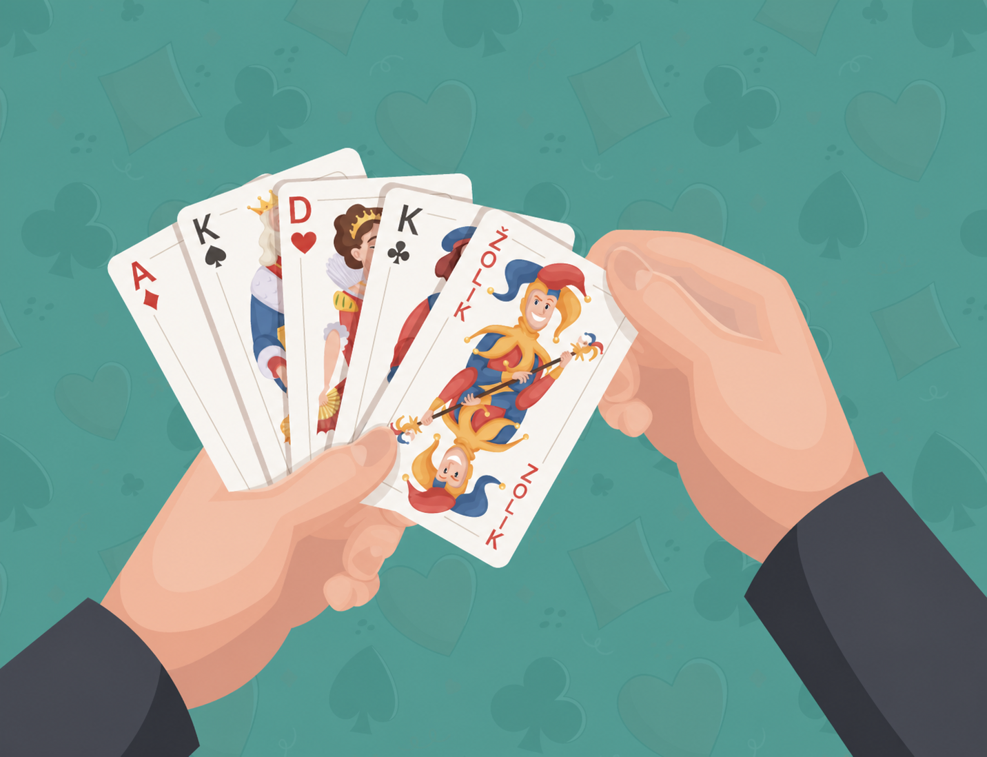  person holding playing cards