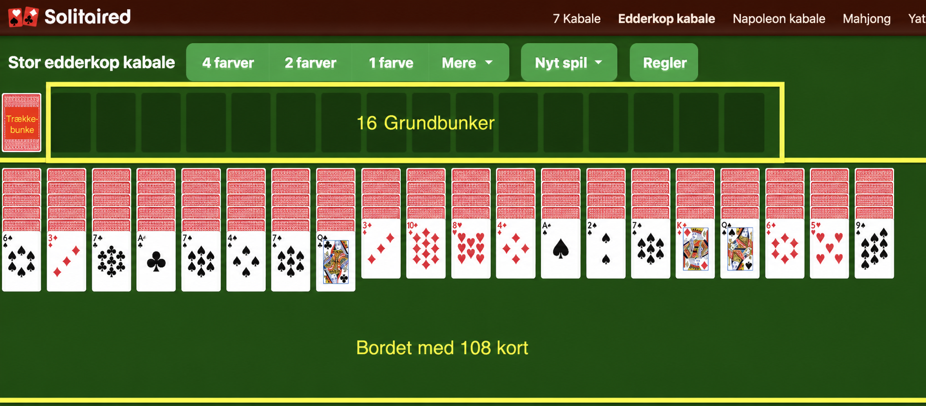 Sådan sætter du Huge Edderkop kabale op