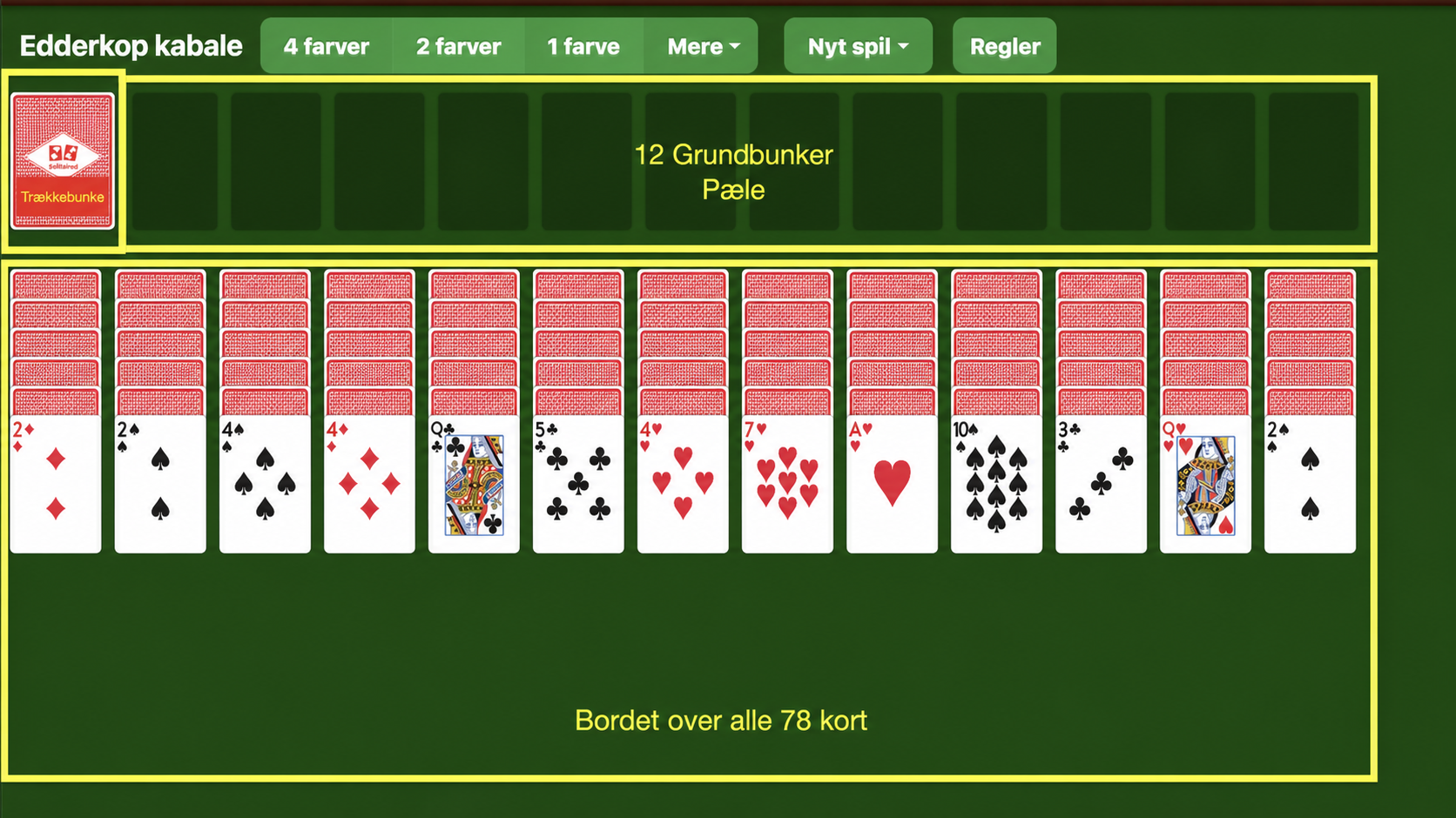 Sådan sætter du Big Edderkop kabale op