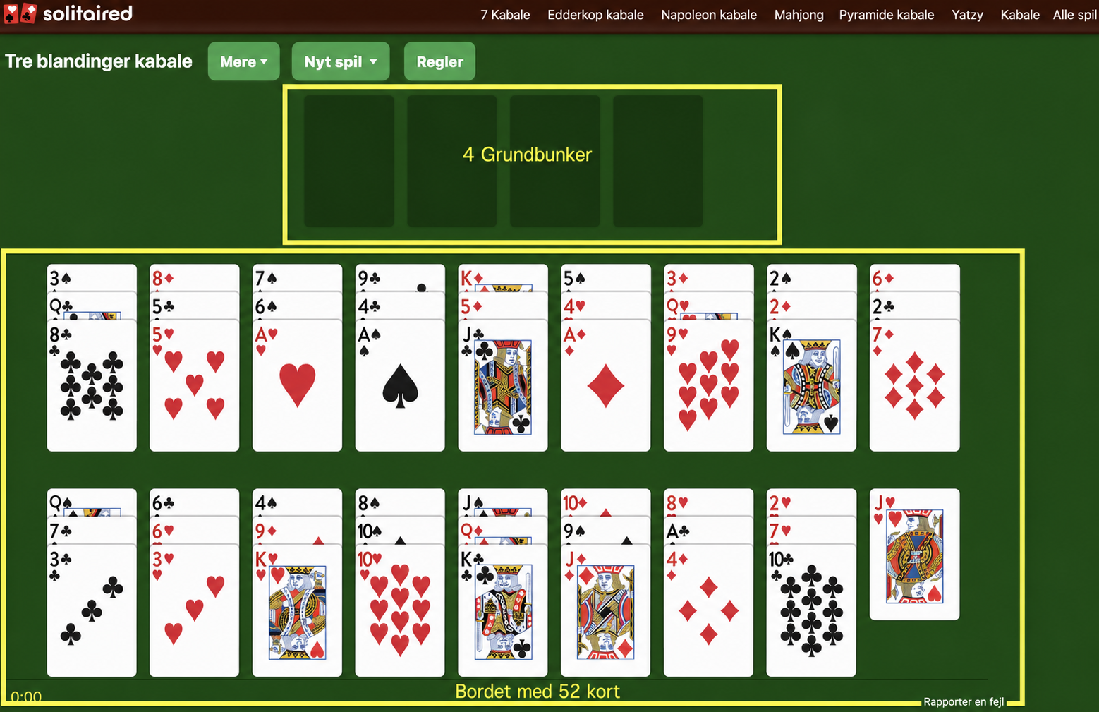Sådan sætter du et spil Three Shuffles and a Draw op