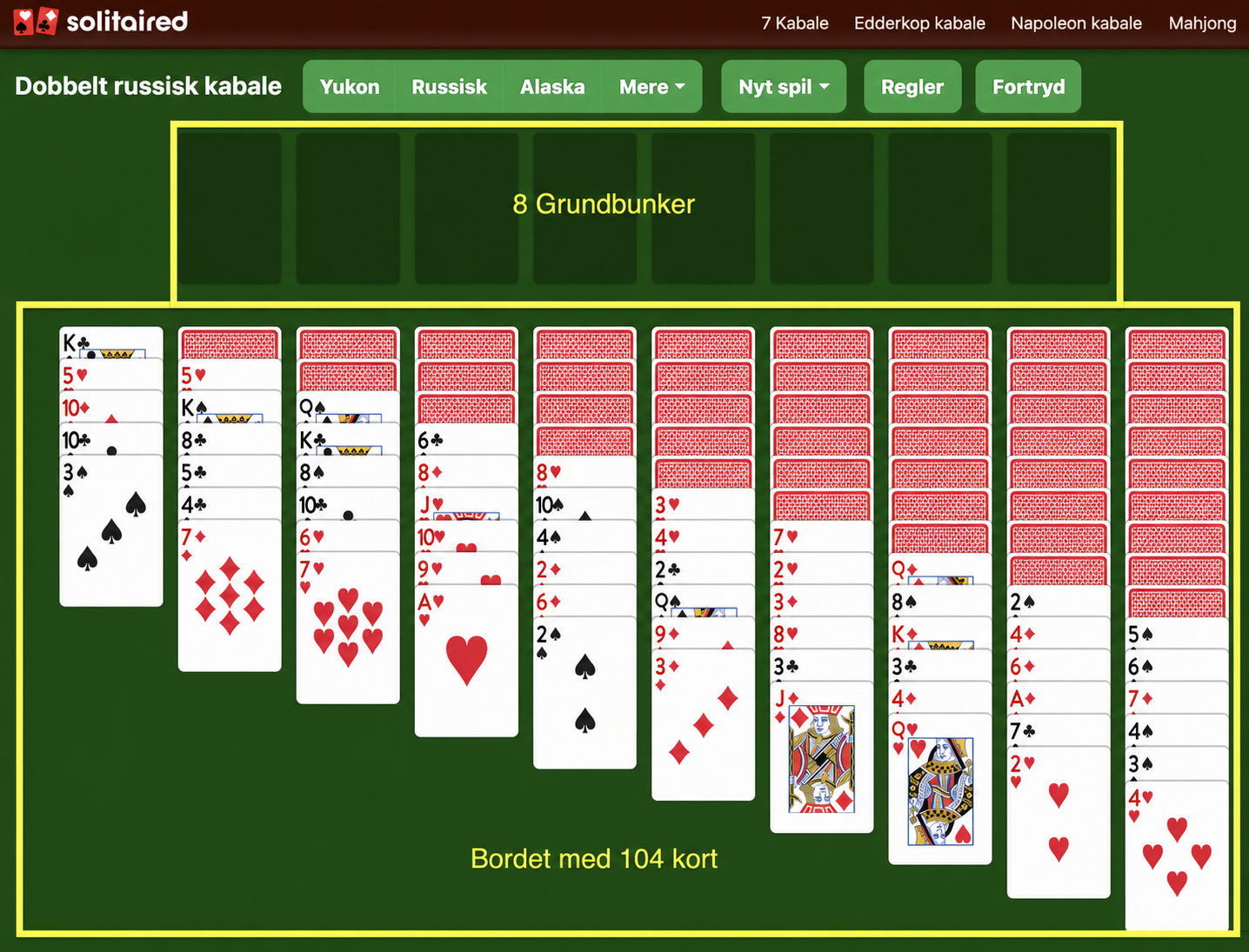 Double Russian Solitaire set up
