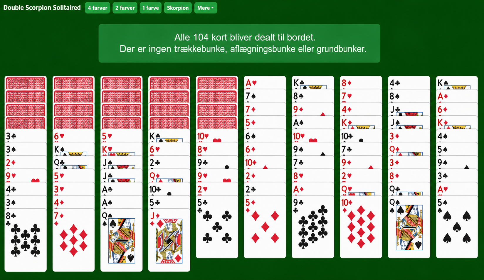 Double Scorpion Solitaire Setup