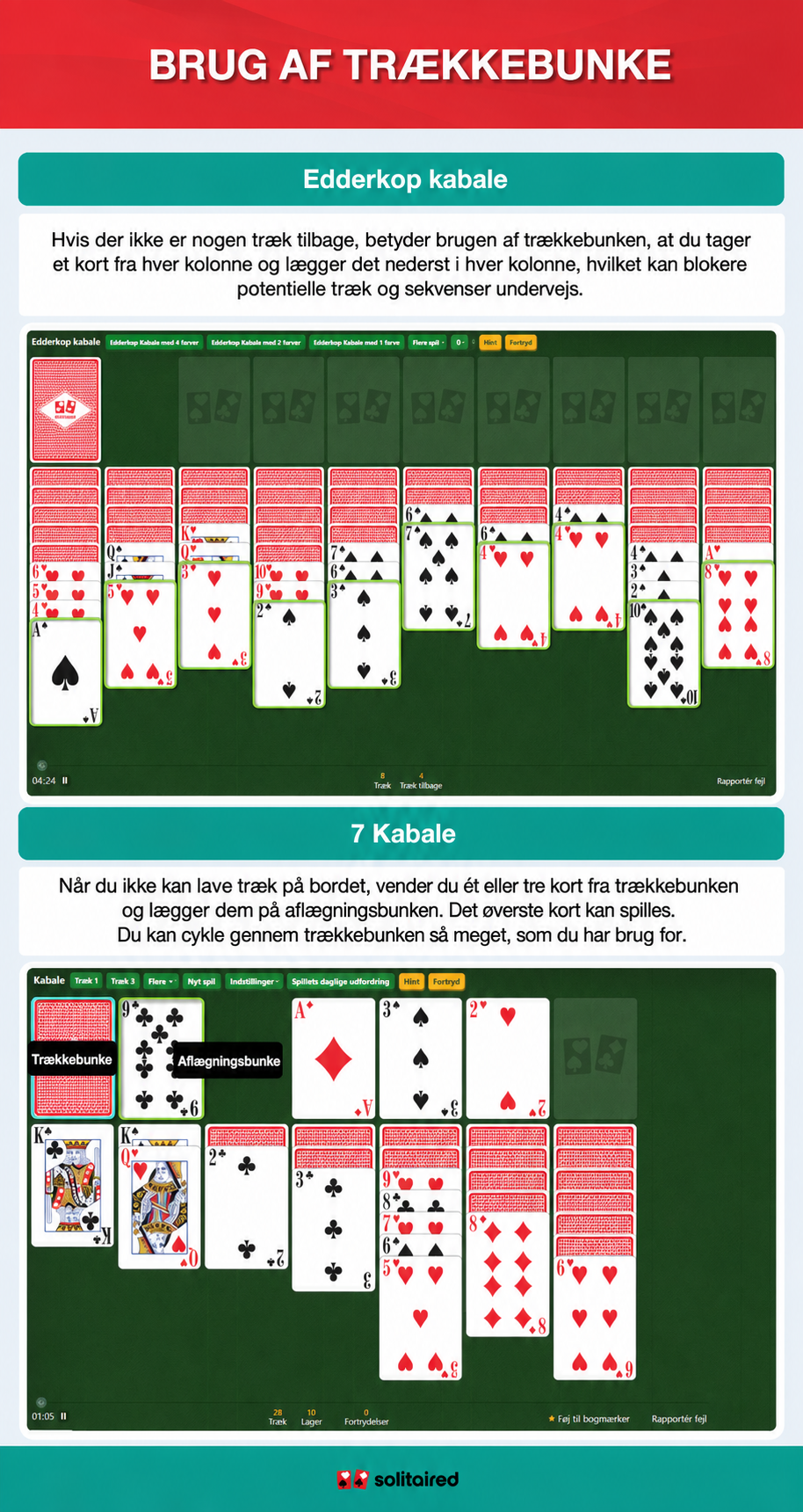 Spider Solitaire and Solitaire stockpile use