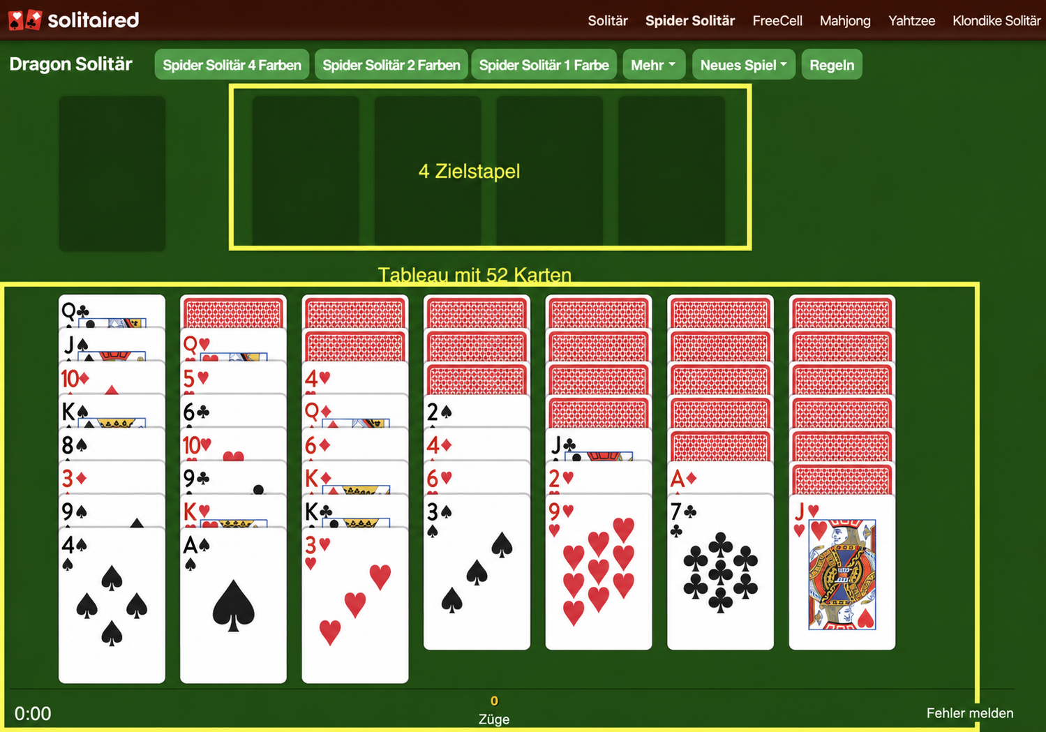 So richtest du Dragon Solitär ein