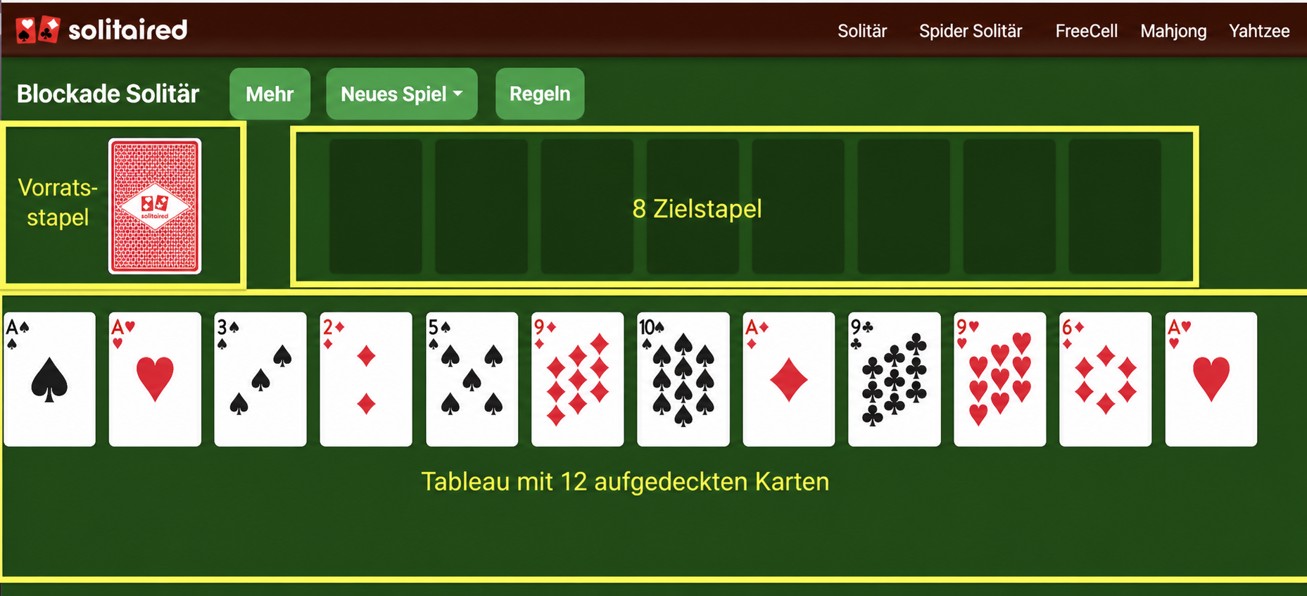 So richtest du ein Spiel Blockade Solitär ein