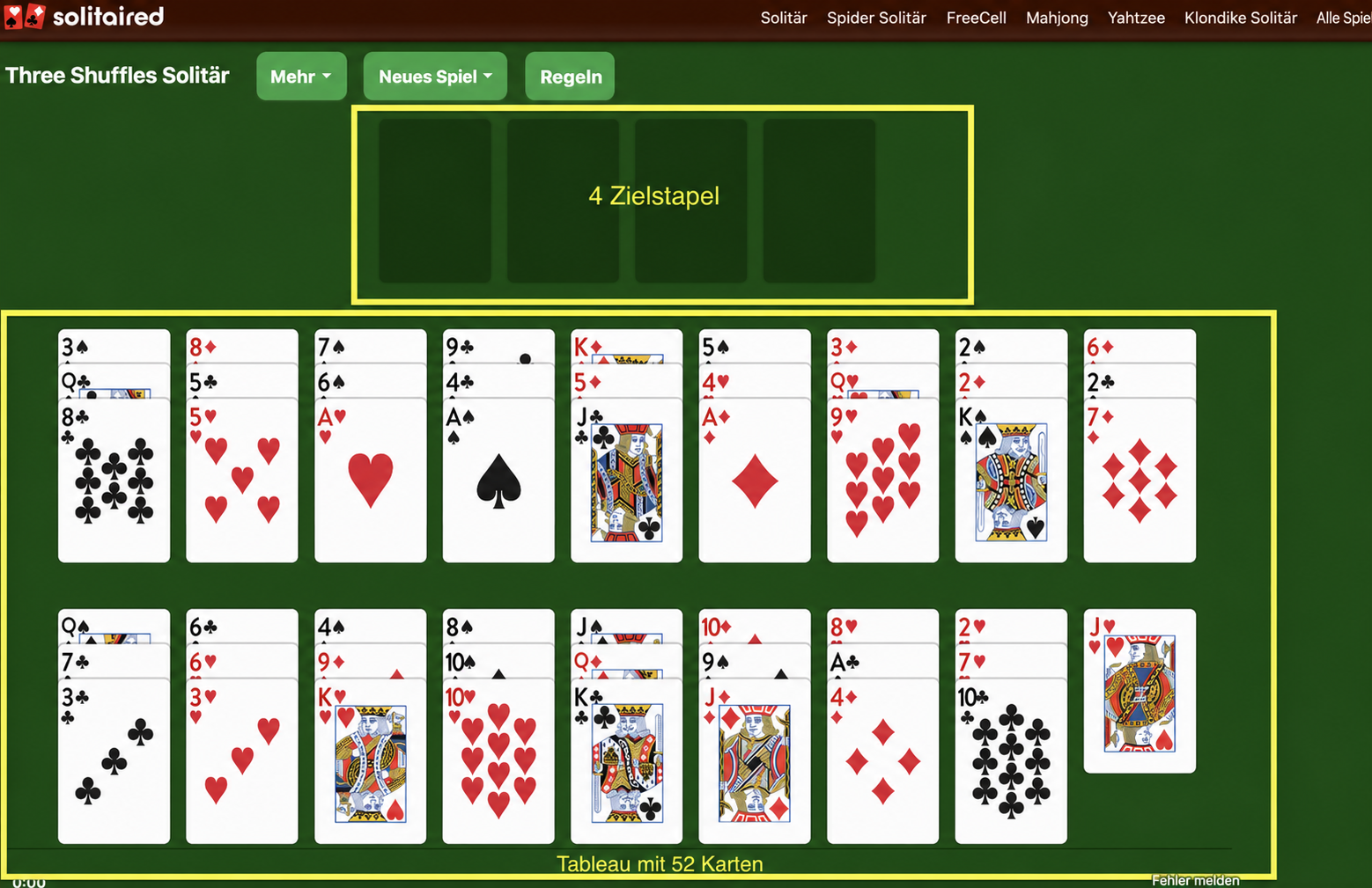 So richtest du ein Spiel Three Shuffles and a Draw ein