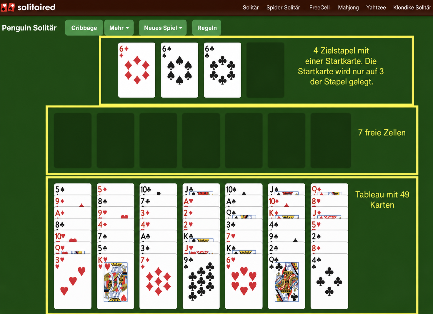 So richtest du ein Spiel Penguin Solitär ein
