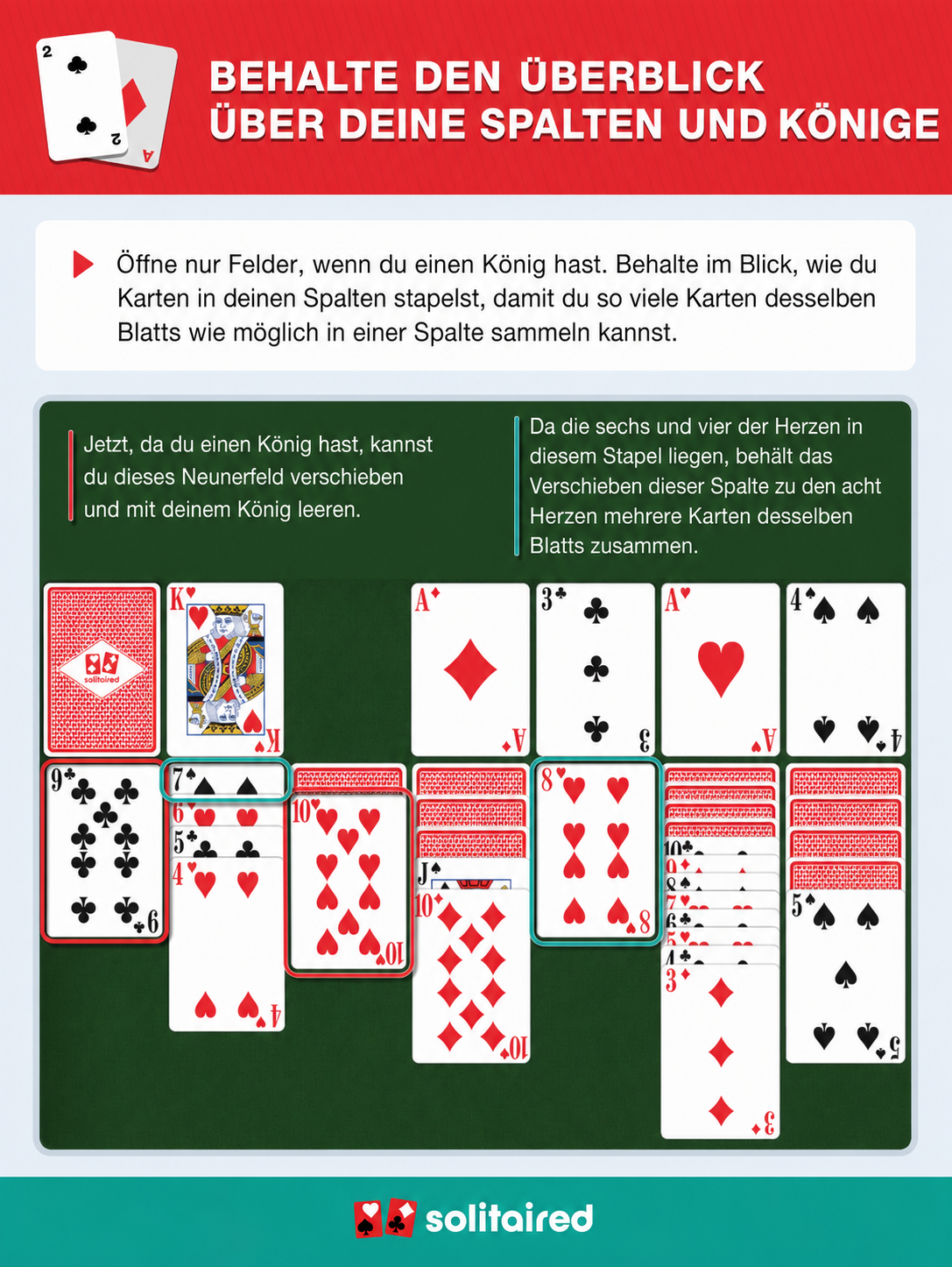 König in leere Spalten legen
