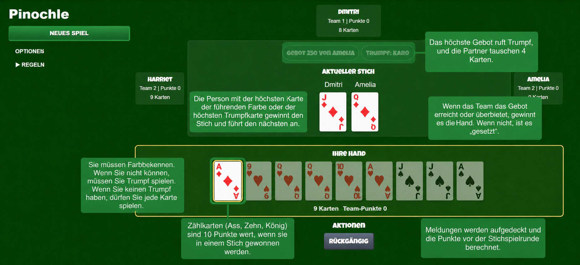Pinochle card game rules