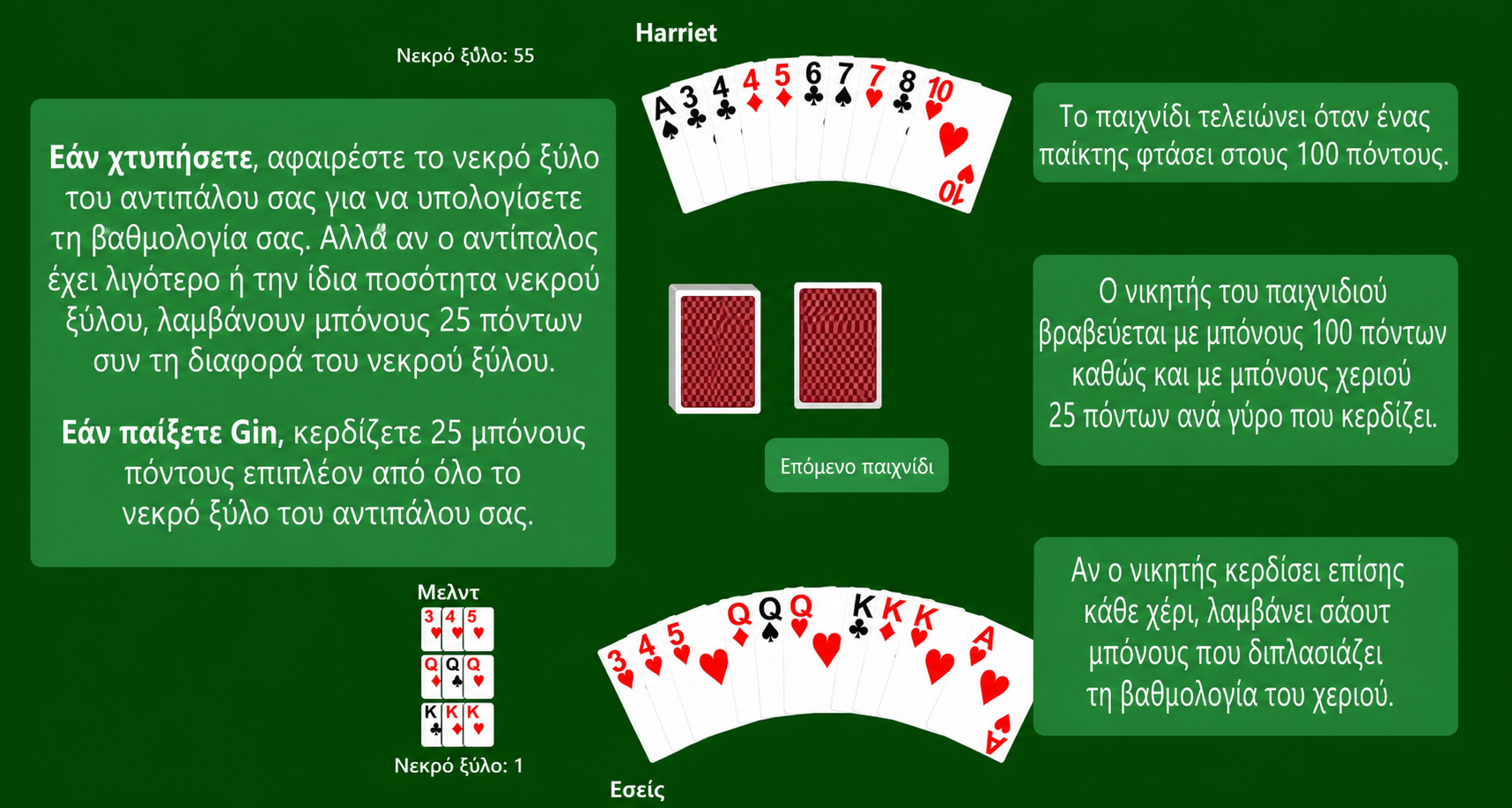 Βαθμολογία Gin Rummy