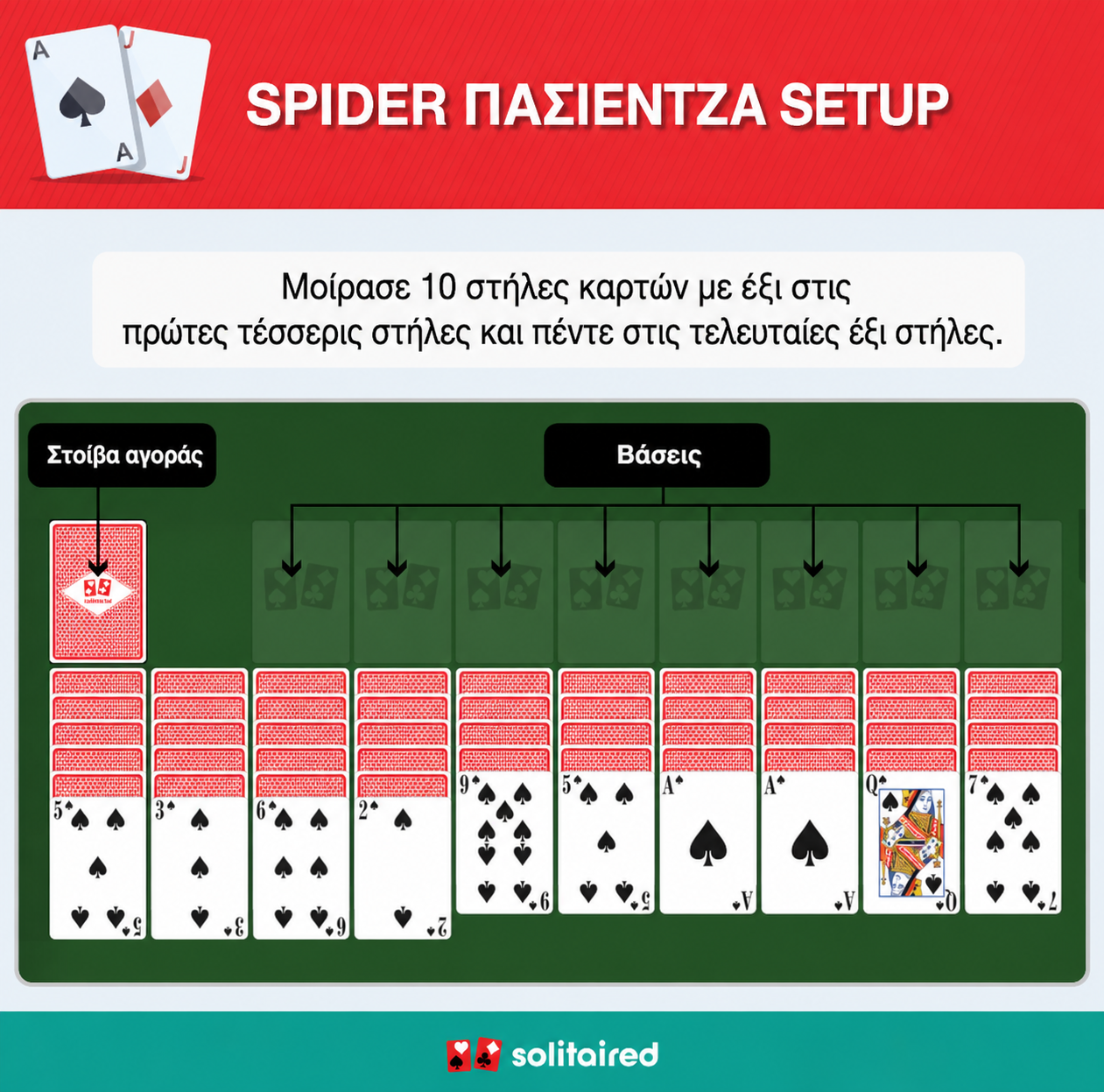 Spider Solitaire setup