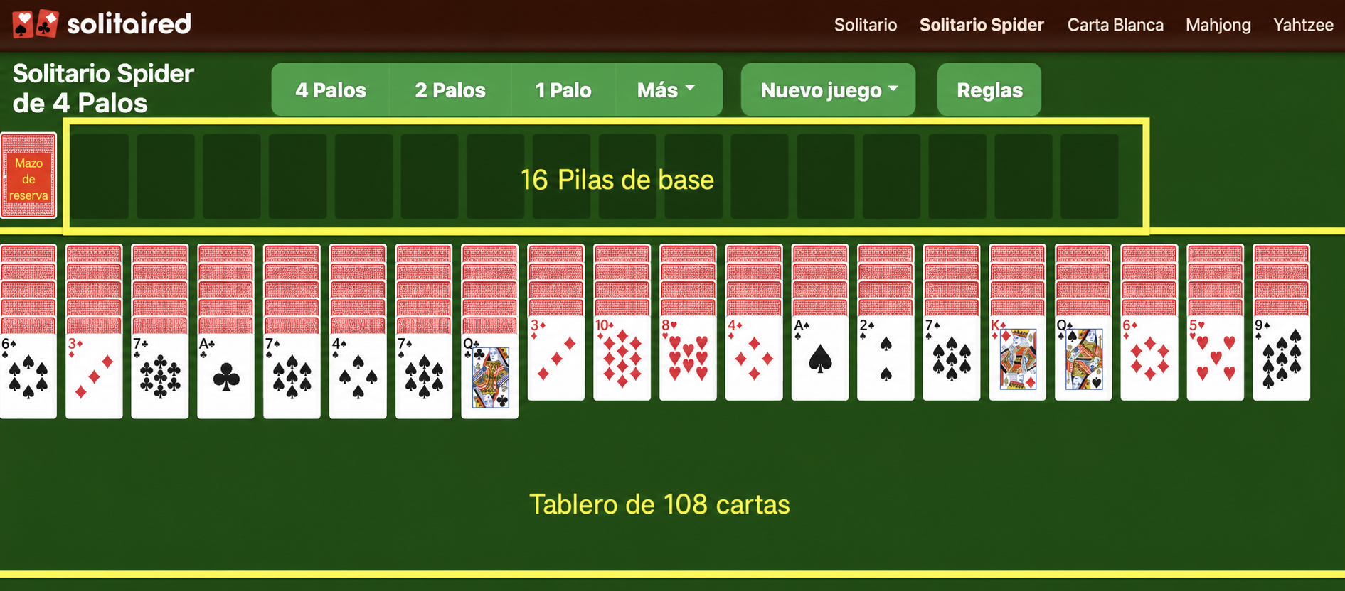 Cómo configurar el Solitario Spider Gigante