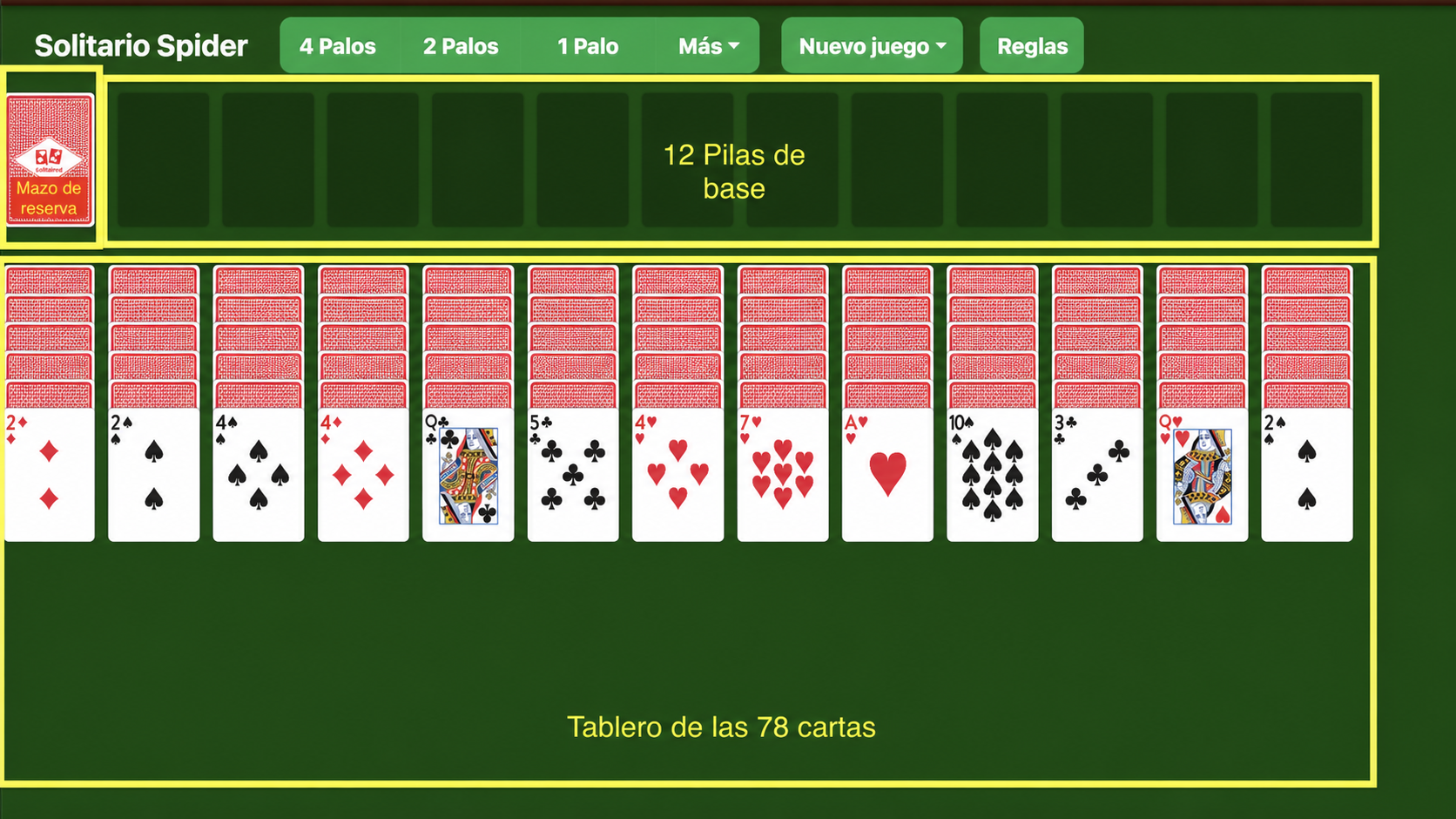 Cómo configurar el Solitario Spider Grande