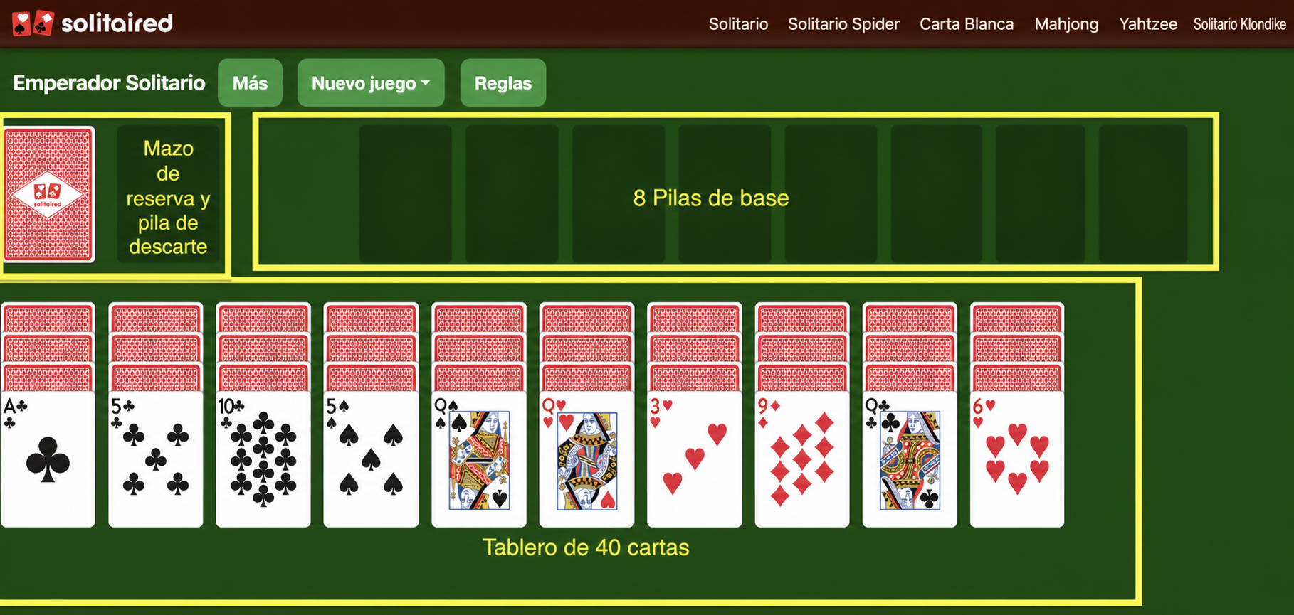 Configuración del Solitario Emperor