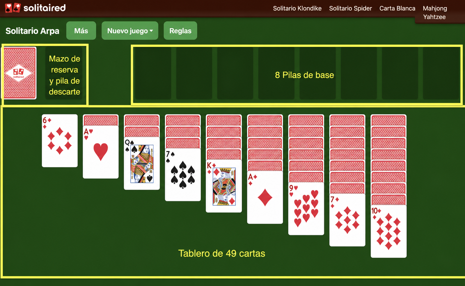Configuración del Solitario Harp