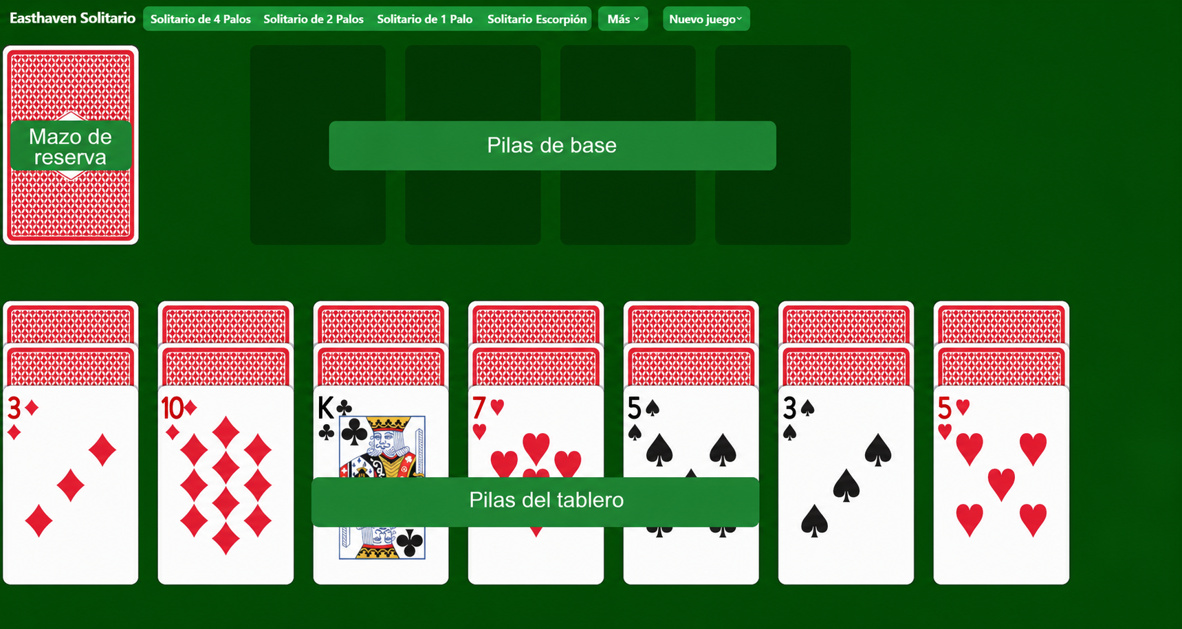 Configuración del Solitario Easthaven