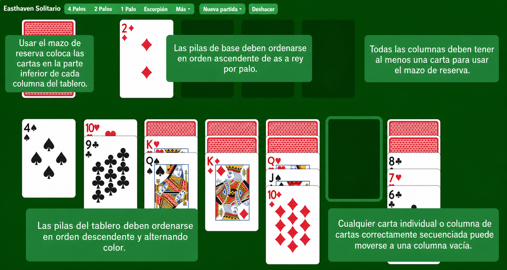 Reglas del Solitario Easthaven