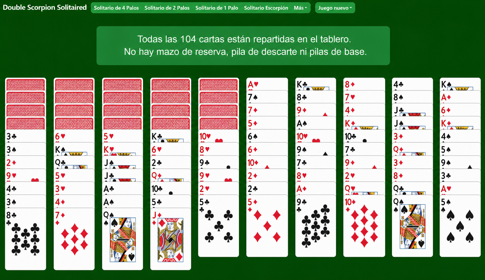 Double Scorpion Solitaire Setup