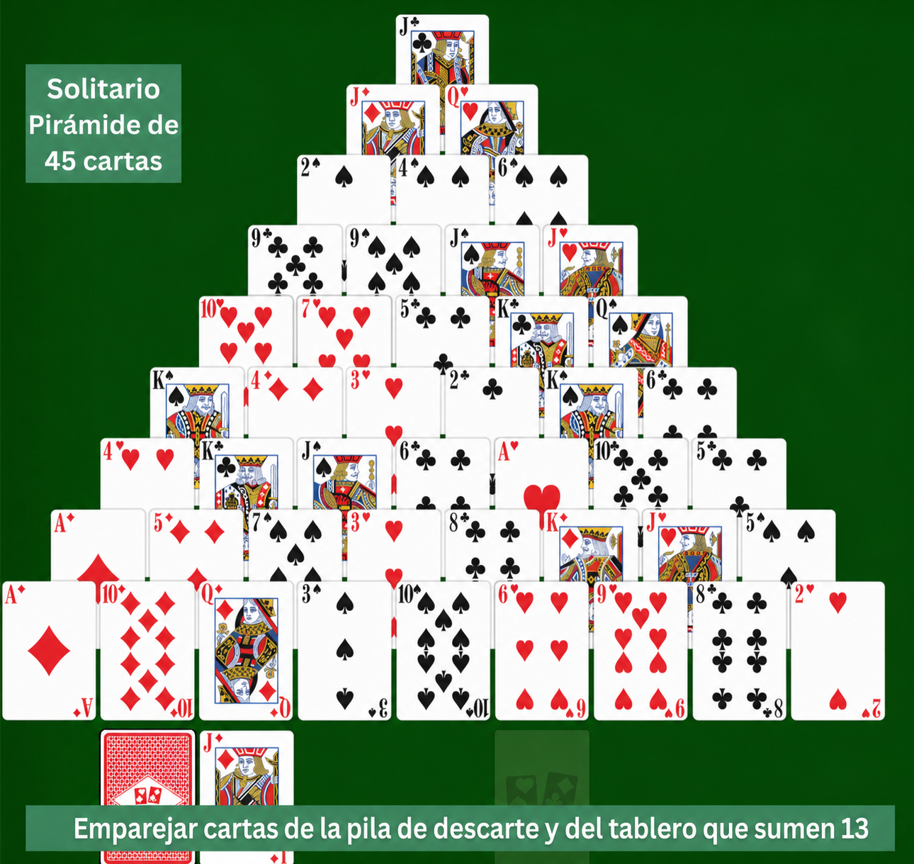 Configuración y reglas del Solitario Doble Pirámide