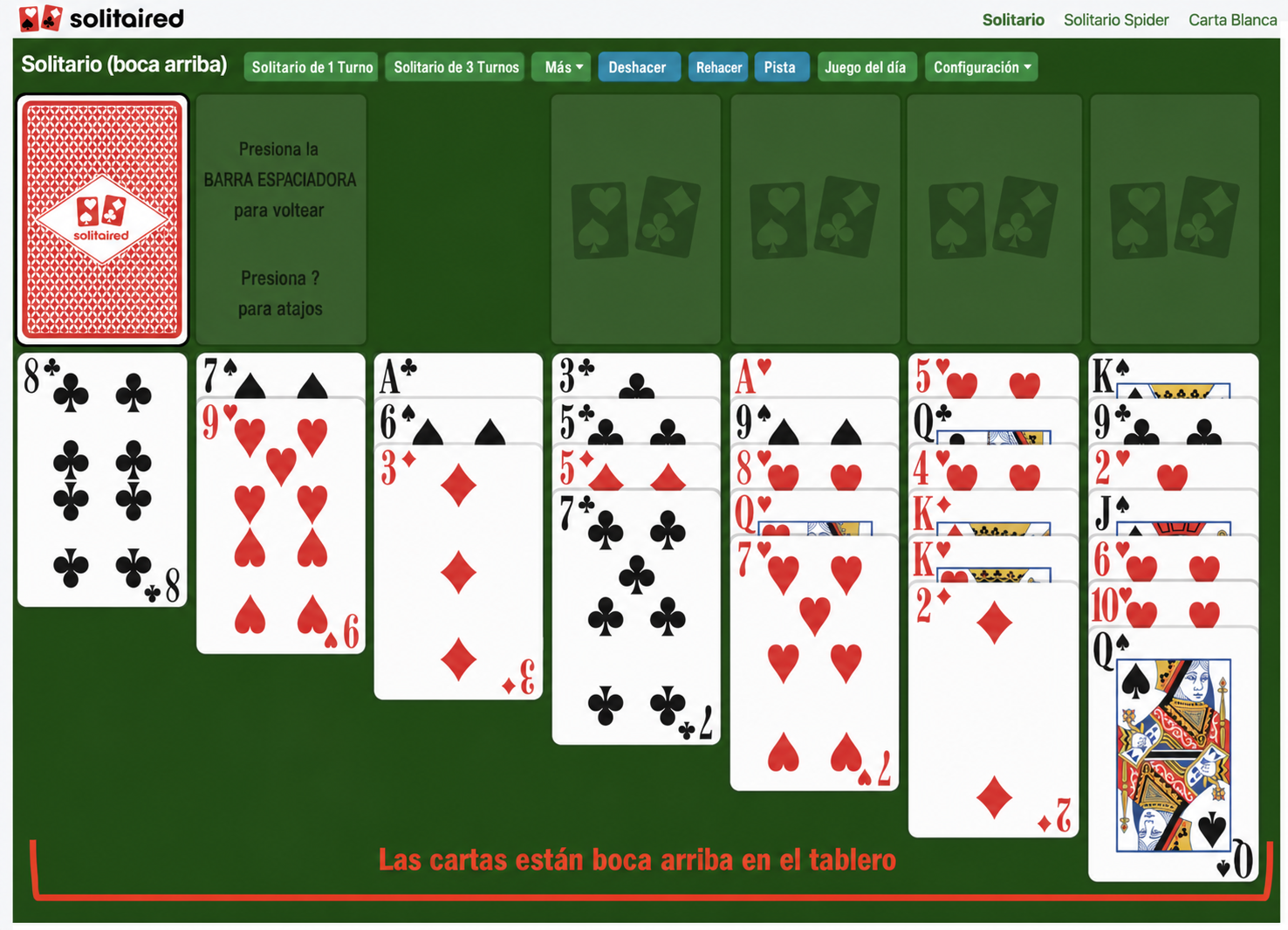 Triple Klondike boca arriba