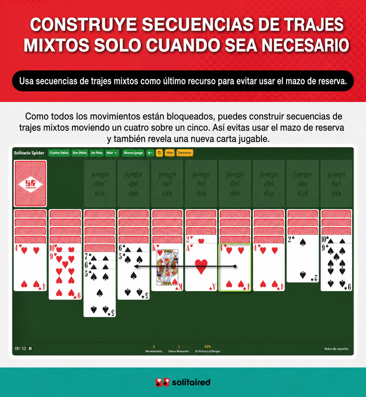 Construye secuencias de palos mezclados solo cuando sea necesario