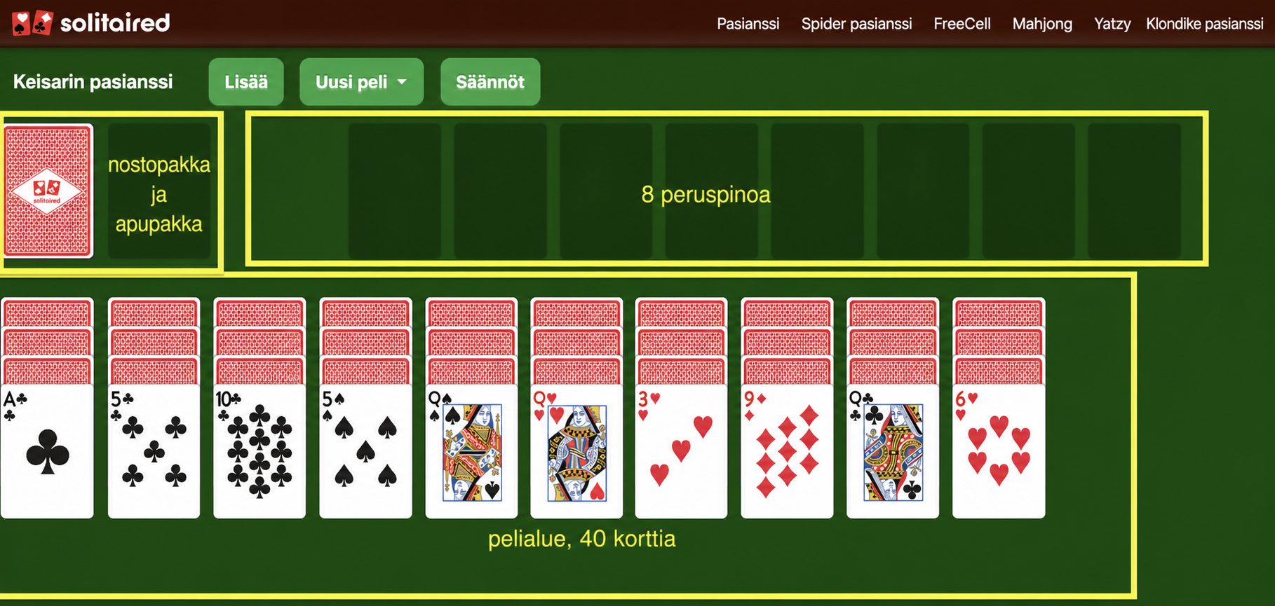 Emperor pasianssin asetelma
