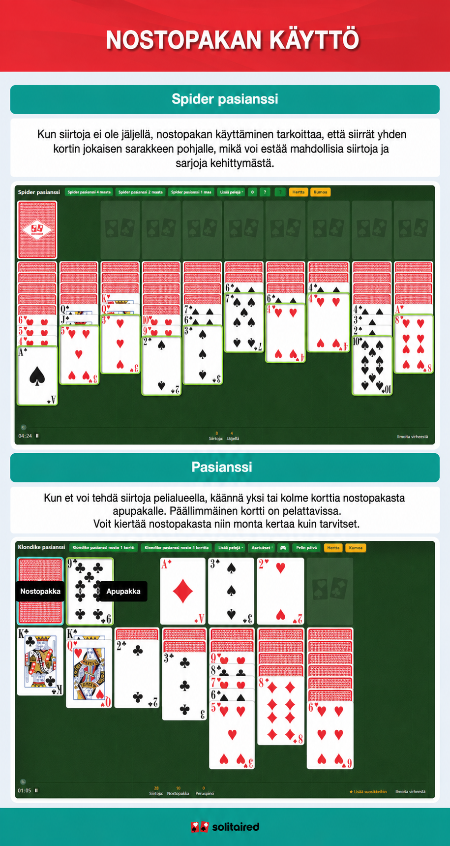 Spider Solitaire and Solitaire stockpile use