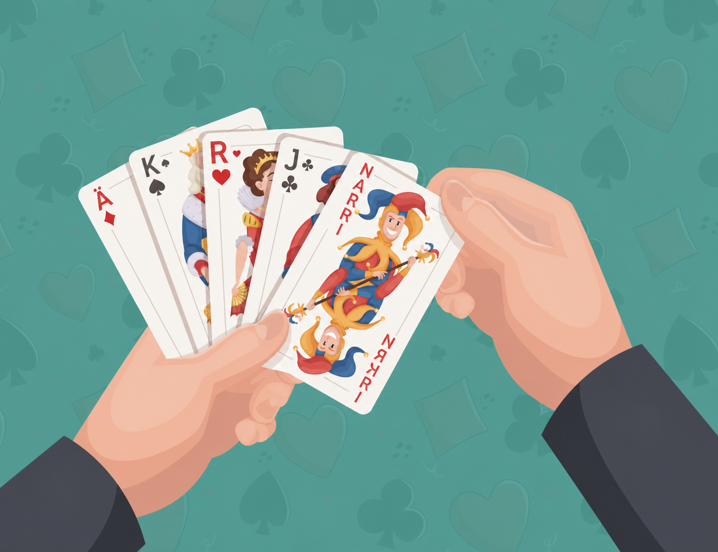 person holding playing cards
