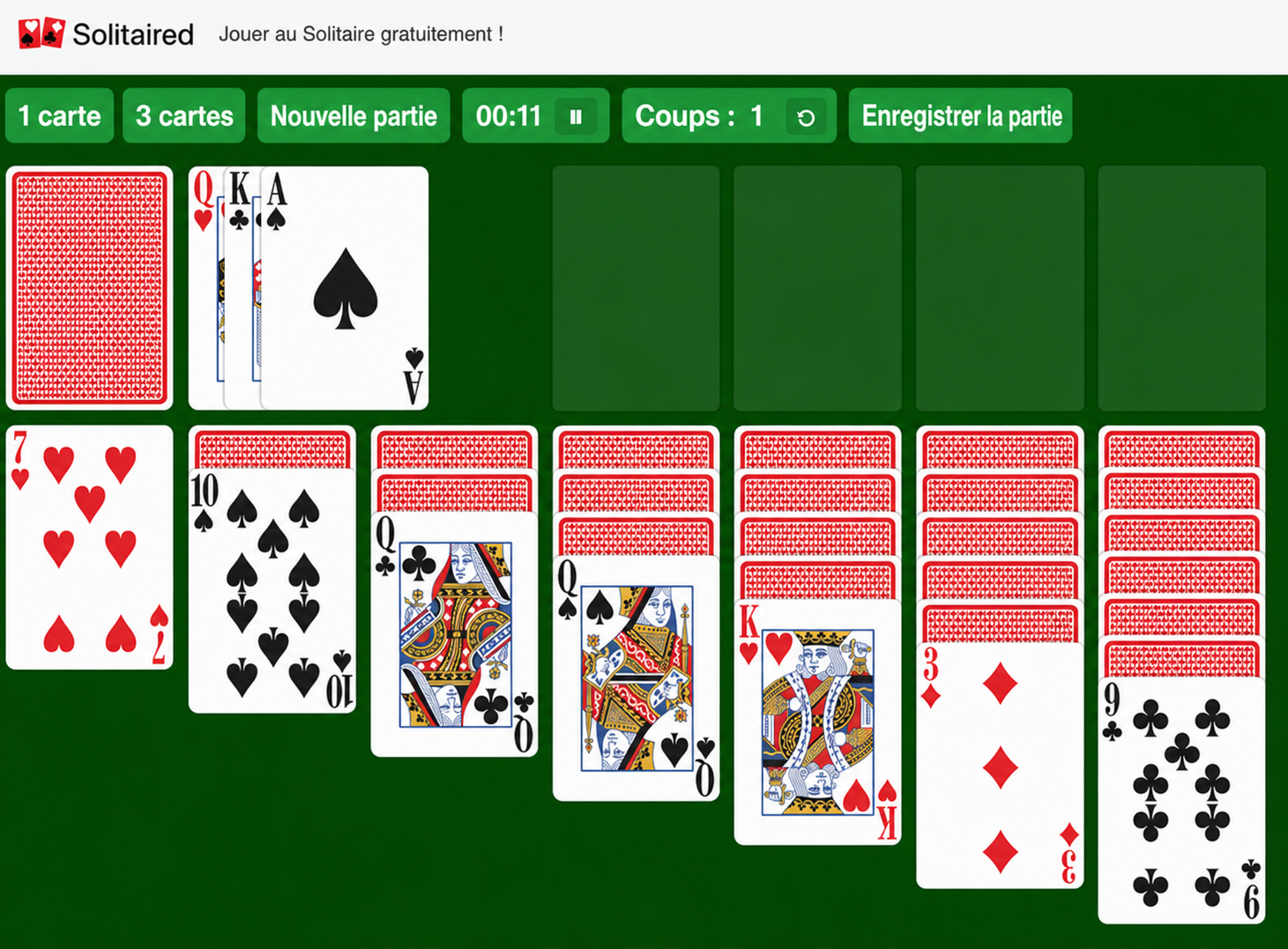 Exemple de Solitaire 3 cartes