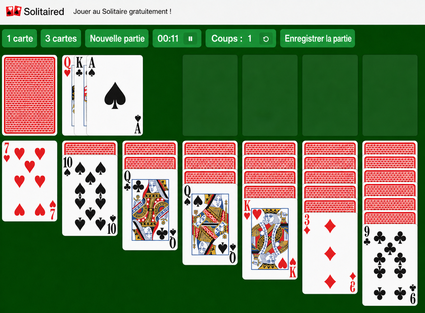 Exemple de Solitaire 3 cartes