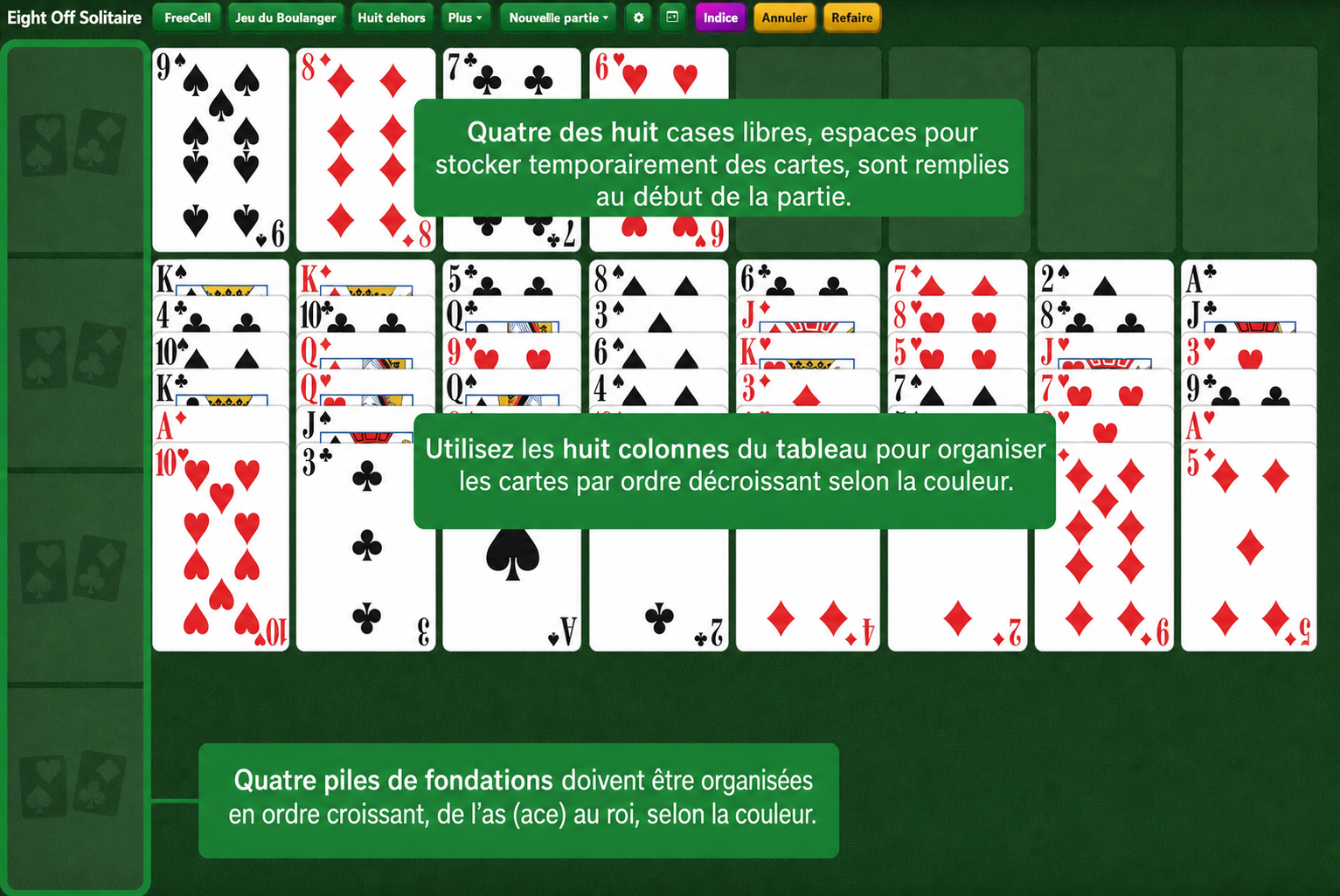 Mise en place de Eight Off Solitaire