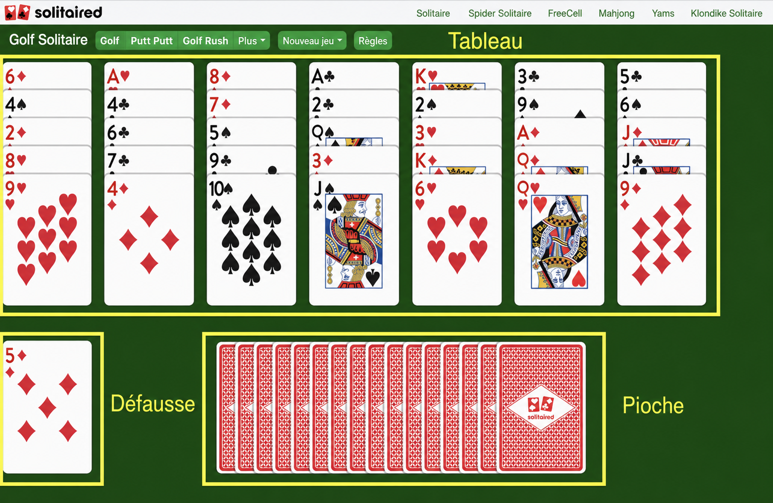 Comment mettre en place Golf Solitaire