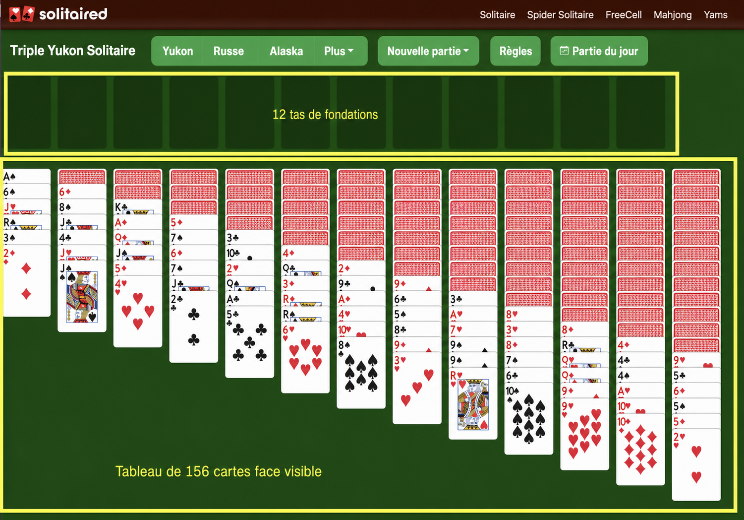 Comment mettre en place Triple Yukon Solitare