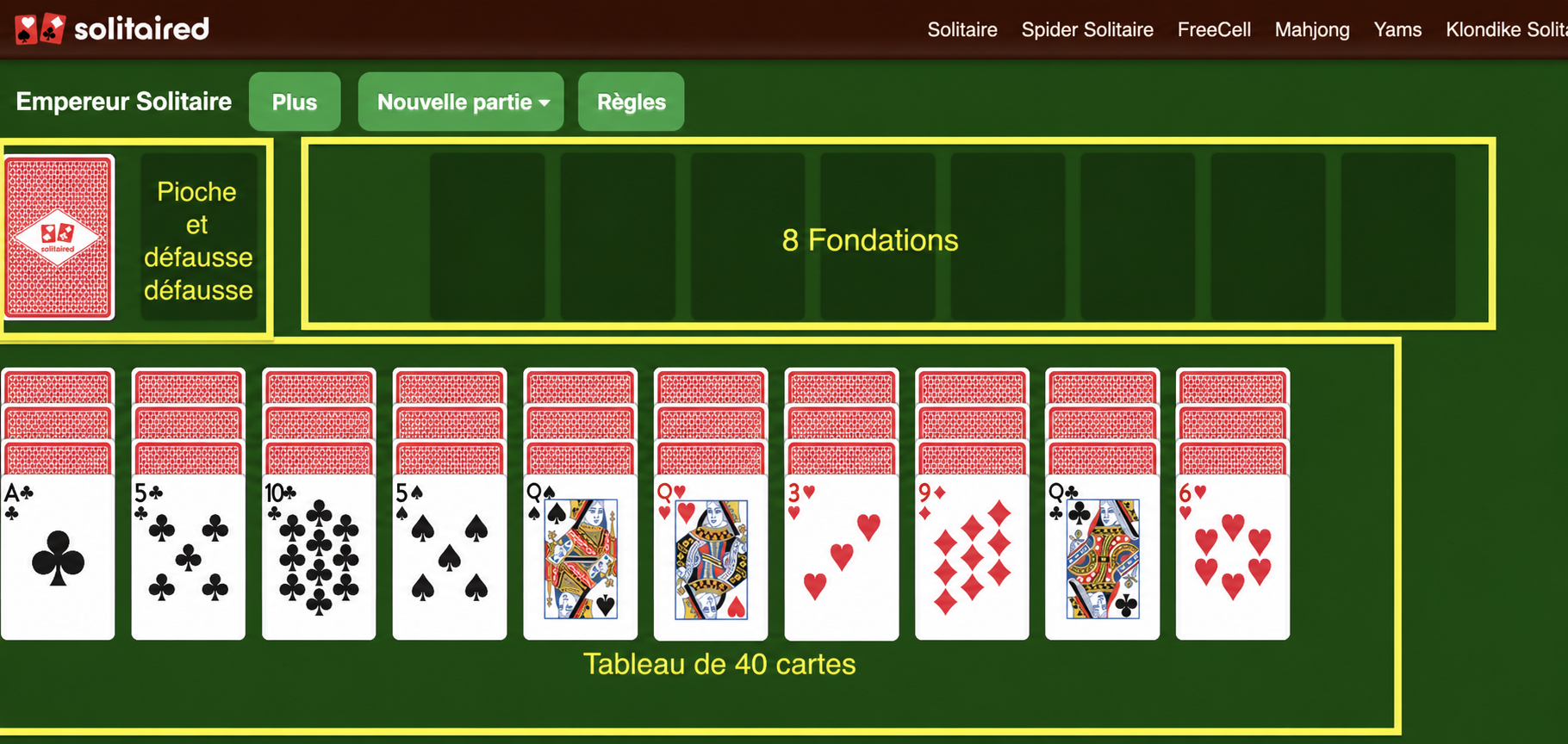 Mise en place d’Emperor Solitaire