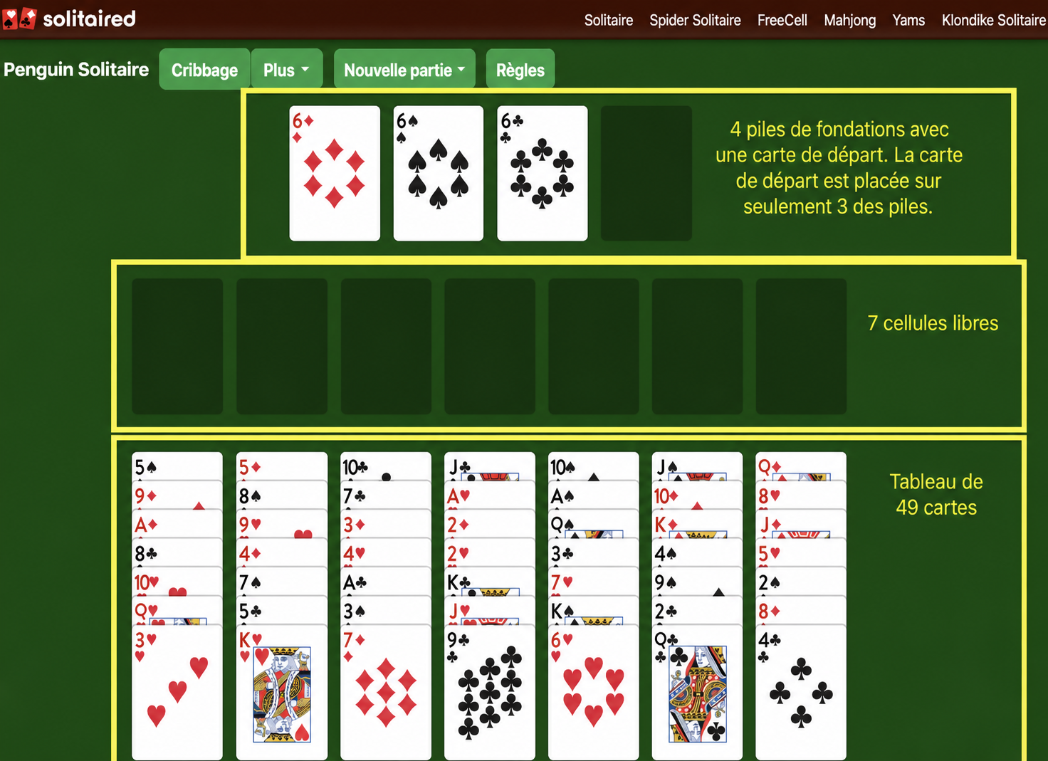 Comment mettre en place une partie de Penguin Solitaire
