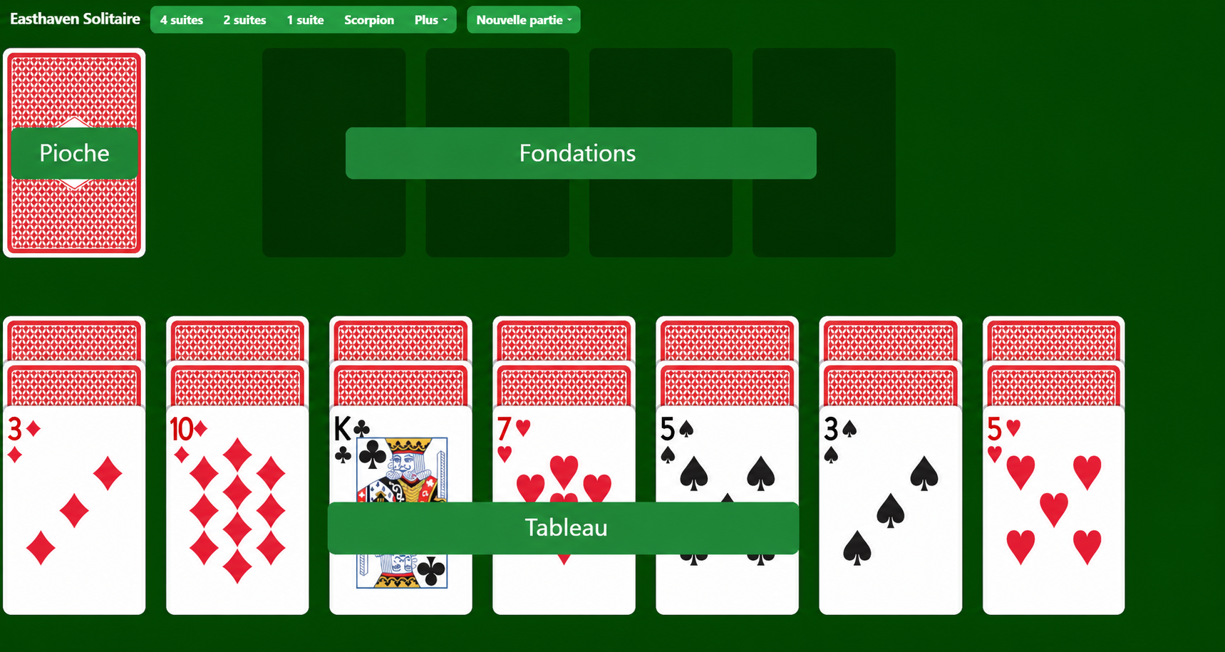 Mise en place d’Easthaven Solitaire