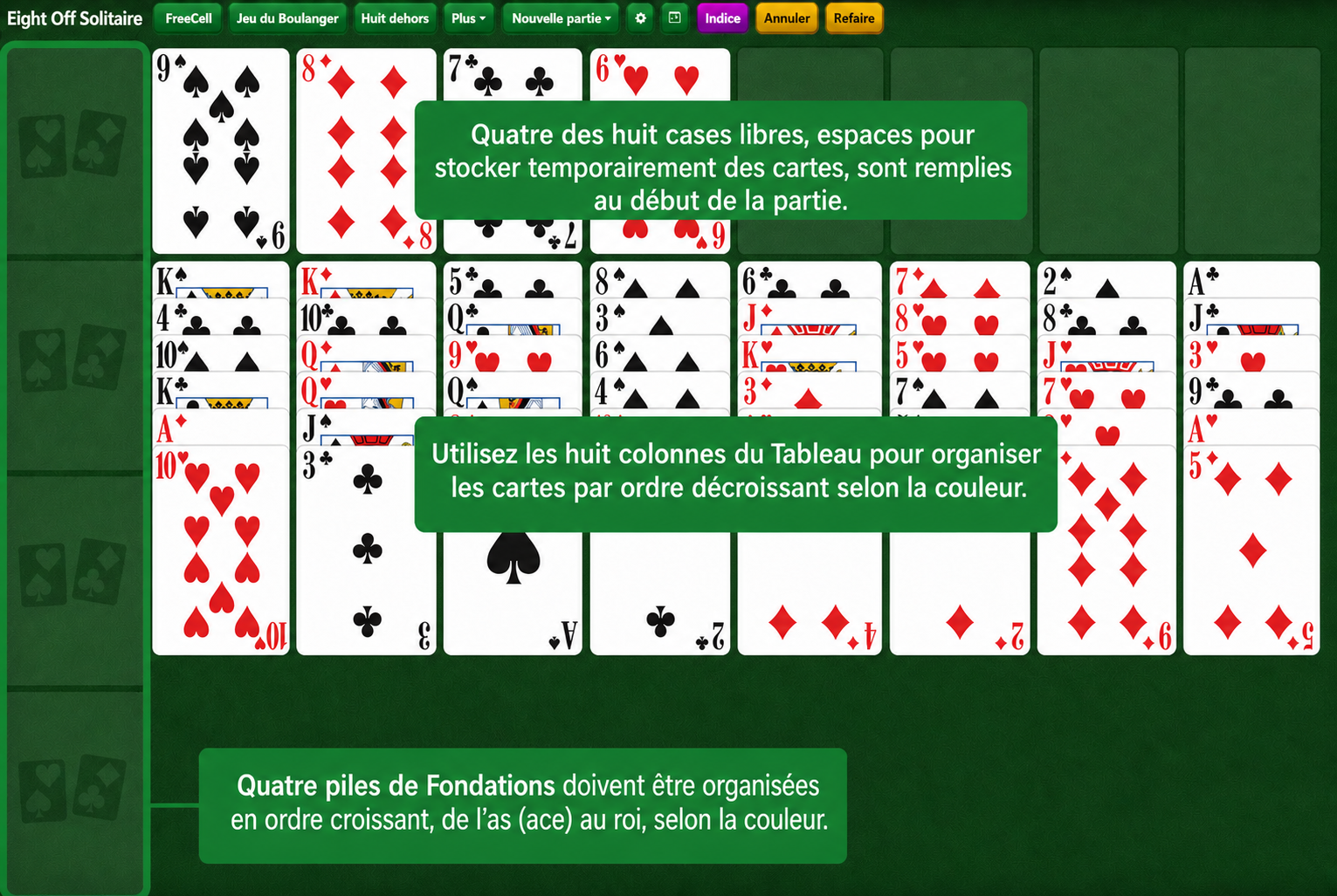 Mise en place de Eight Off Solitaire