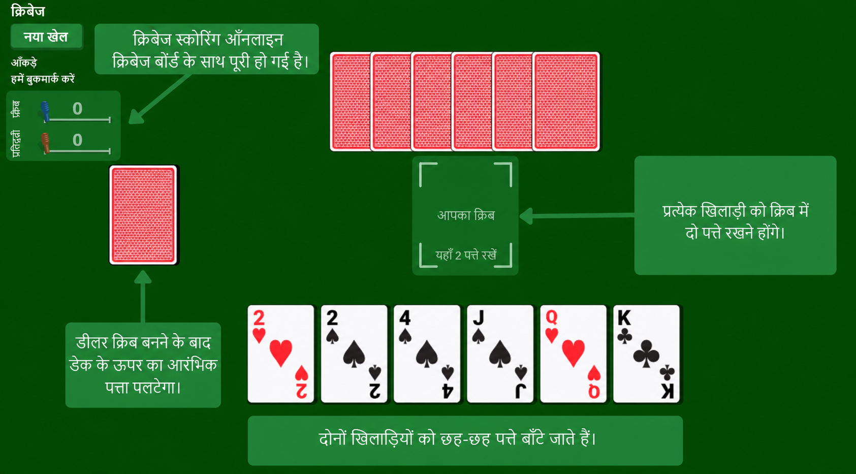 Cribbage card game setup