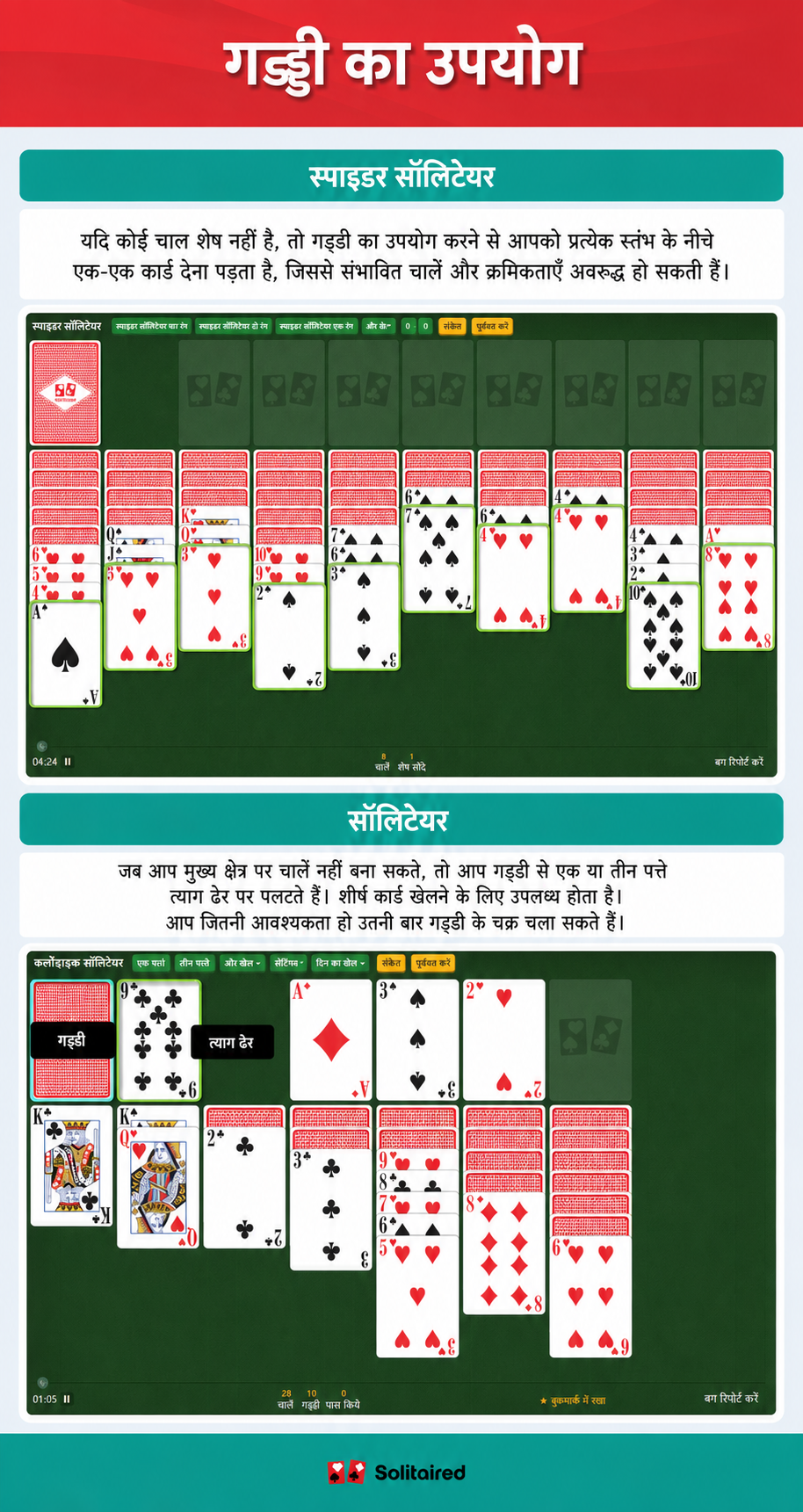 Spider Solitaire and Solitaire stockpile use