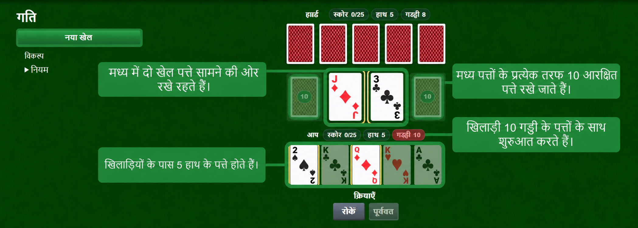 Speed card game setup