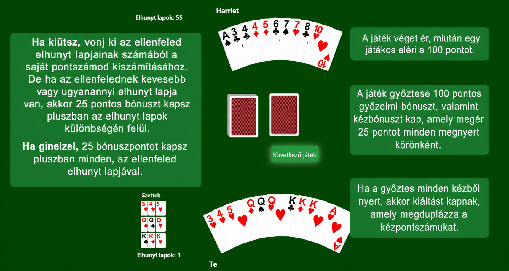 Gin Rummy pontozás