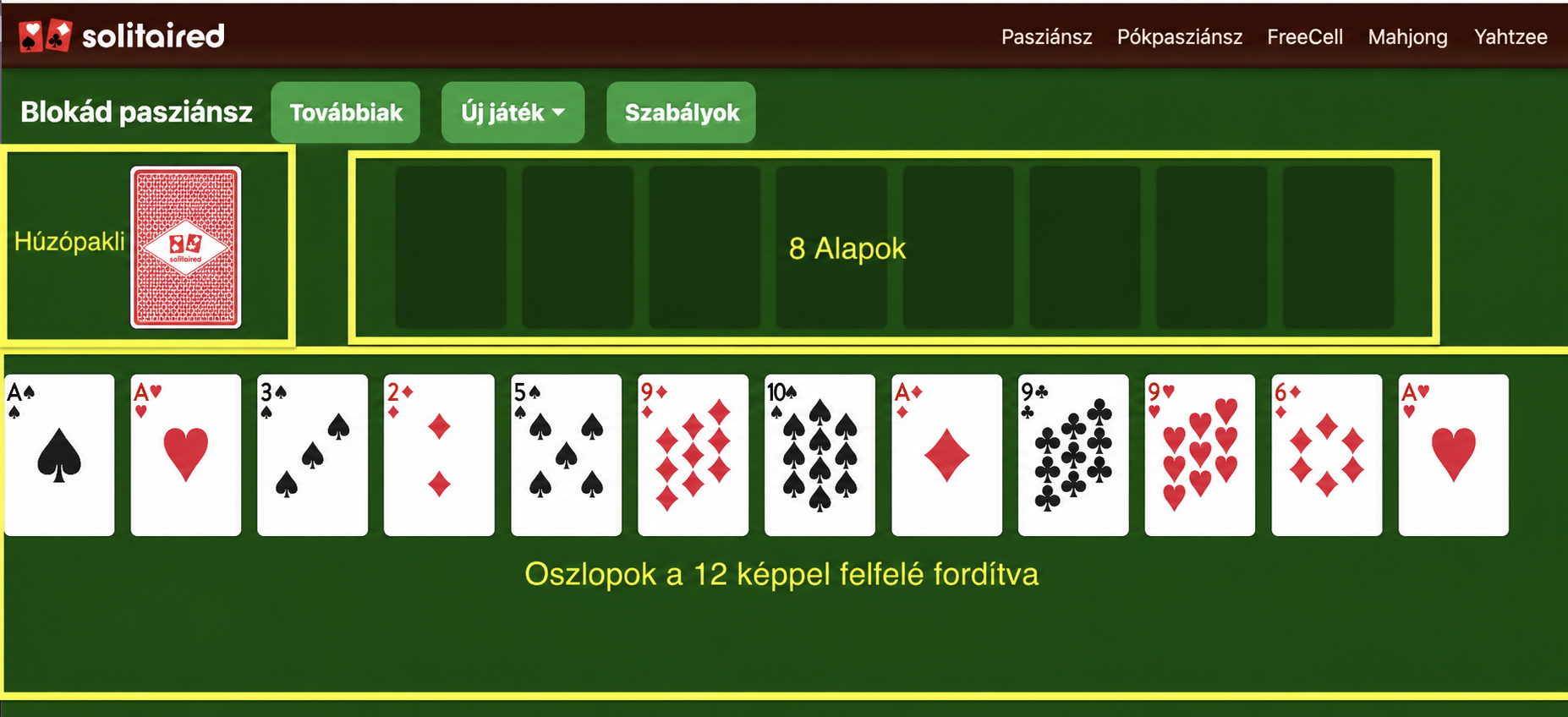 Hogyan állítsd be a Blockade pasziánsz játékot