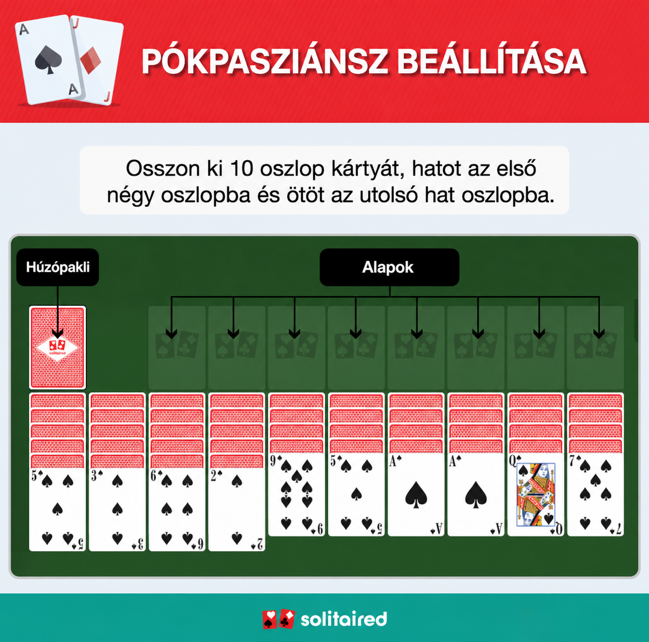 Spider Solitaire setup